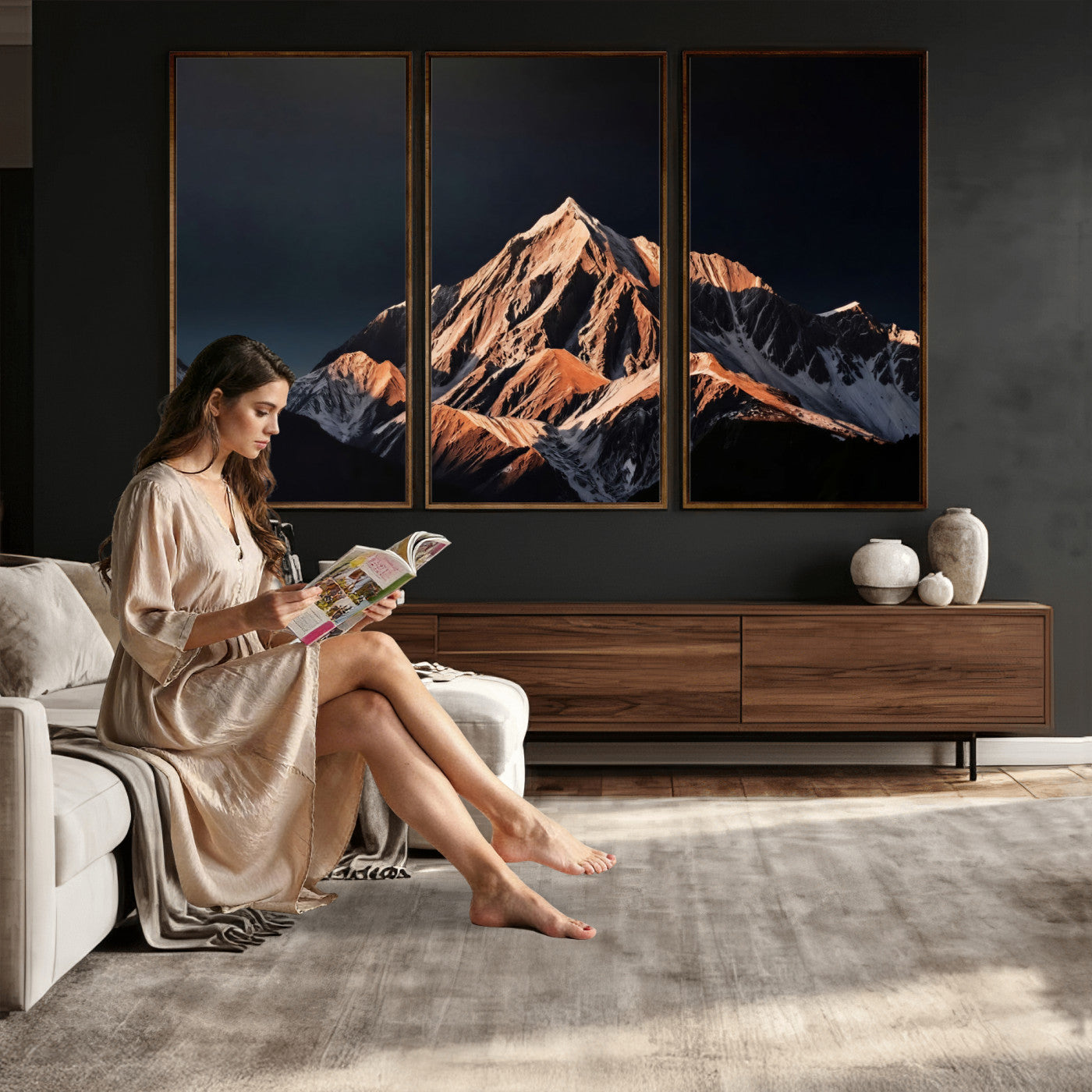 10196184-MGV-CV-36X24 - Snow Mountain Wall Art Canvas Print for Living Room Decor
