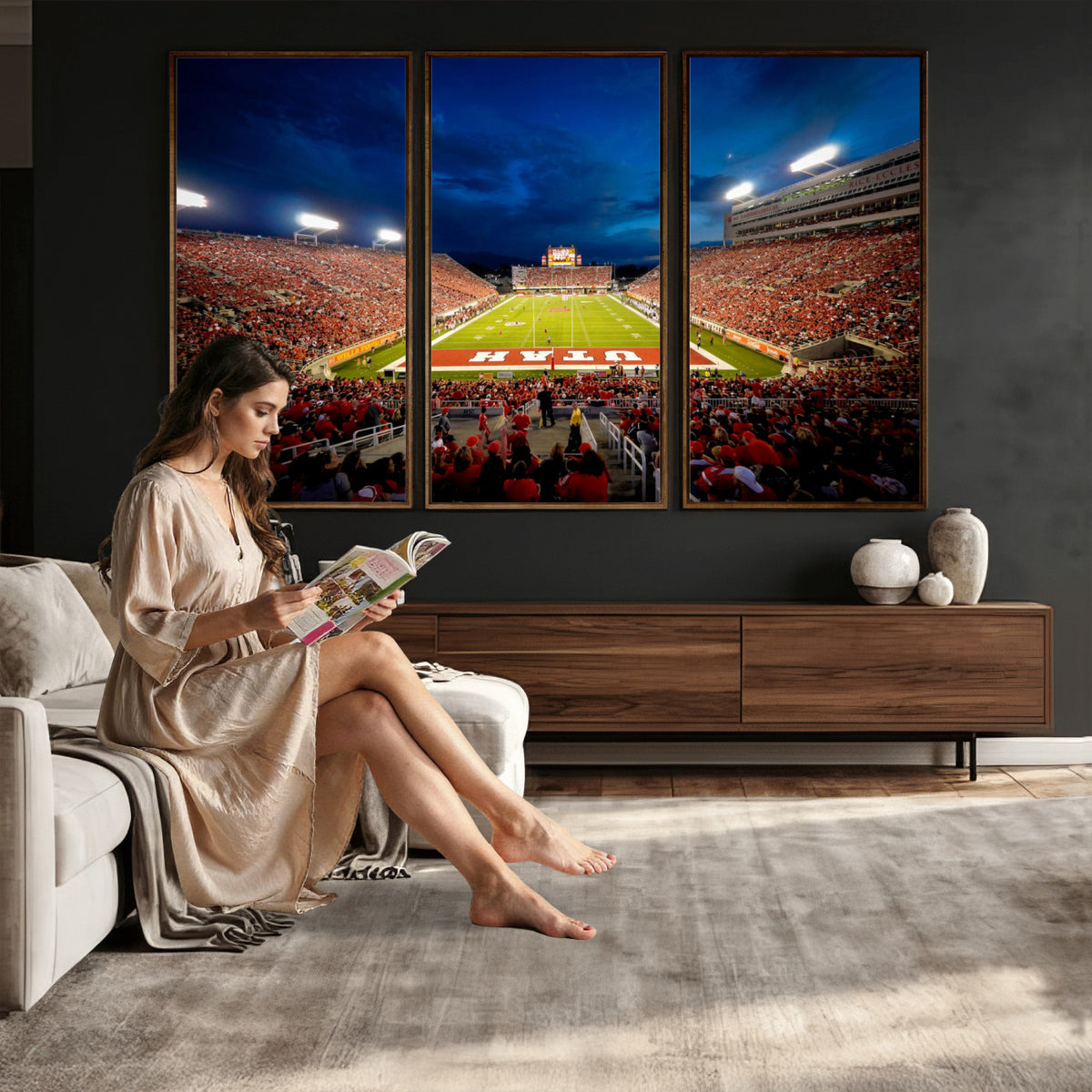 74019251-MGV-CV-36X24 - Rice-Eccles Stadium Wall Art Canvas Print - Utah Salt Lake City Stadium Print