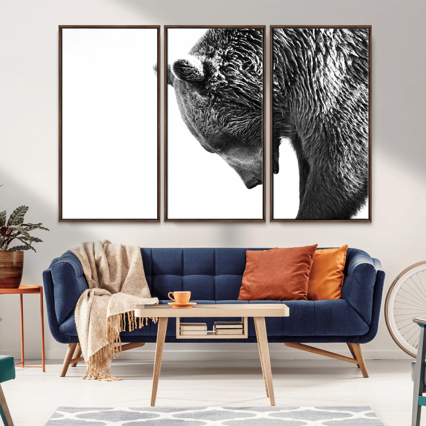 -Black and White Grizzly 399 Bear Canvas Print Wall Art | Large Wildlife Canvas Print for Living