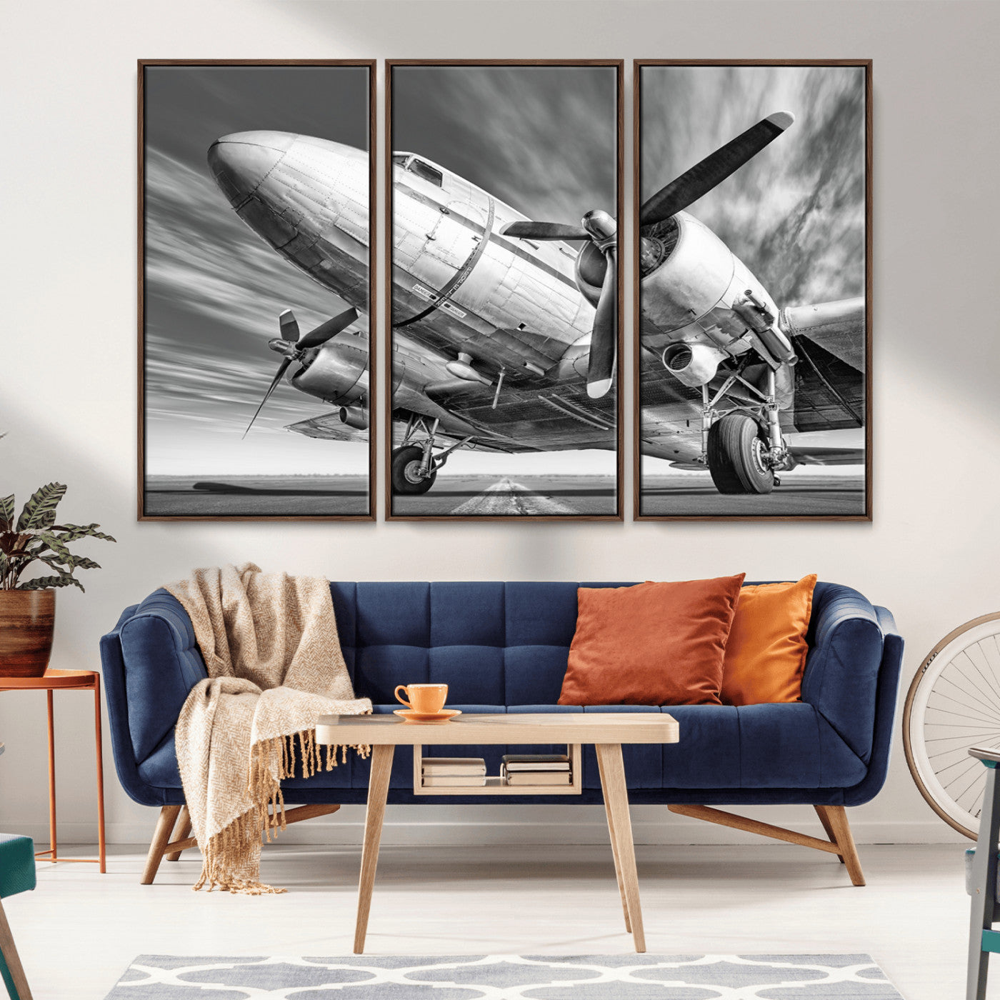 82744-MGV-CV-36X24-Vintage Airplane on Runway Canvas Print