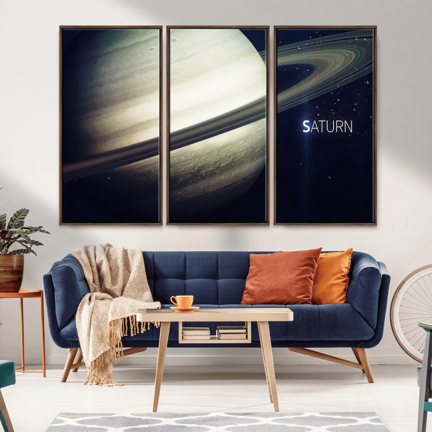 -Framed Saturn Wall Art Canvas Print