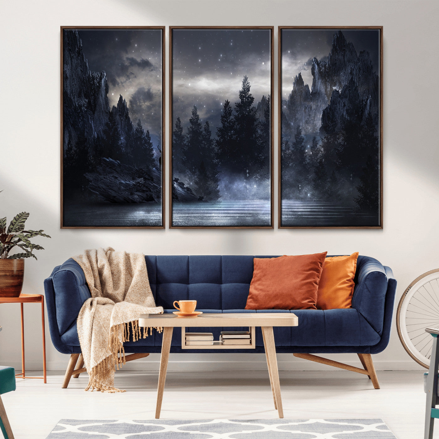 55385-MGV-CV-36X24-Night Landscape and Trees Wall Art Canvas Print