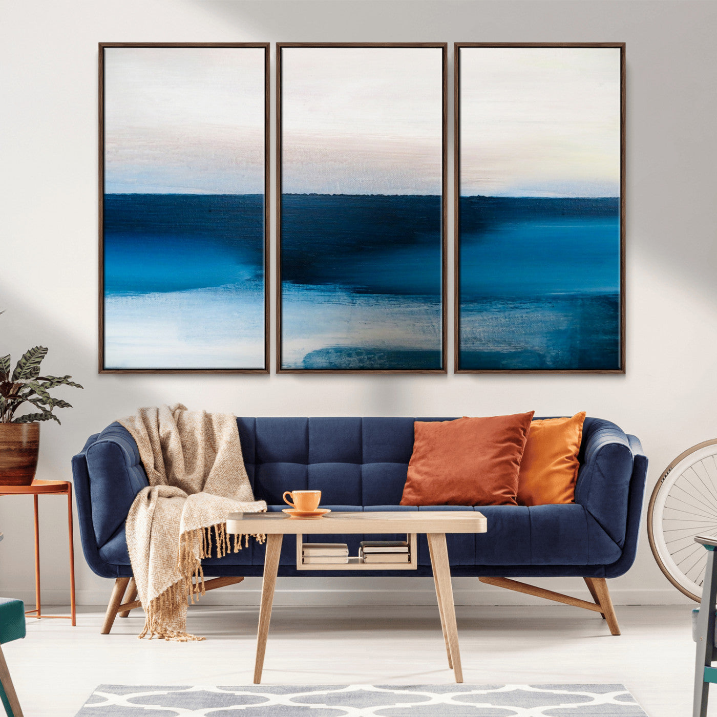 72452-MGV-CV-36X24-Dark Blue Abstract Wall Art Canvas Print