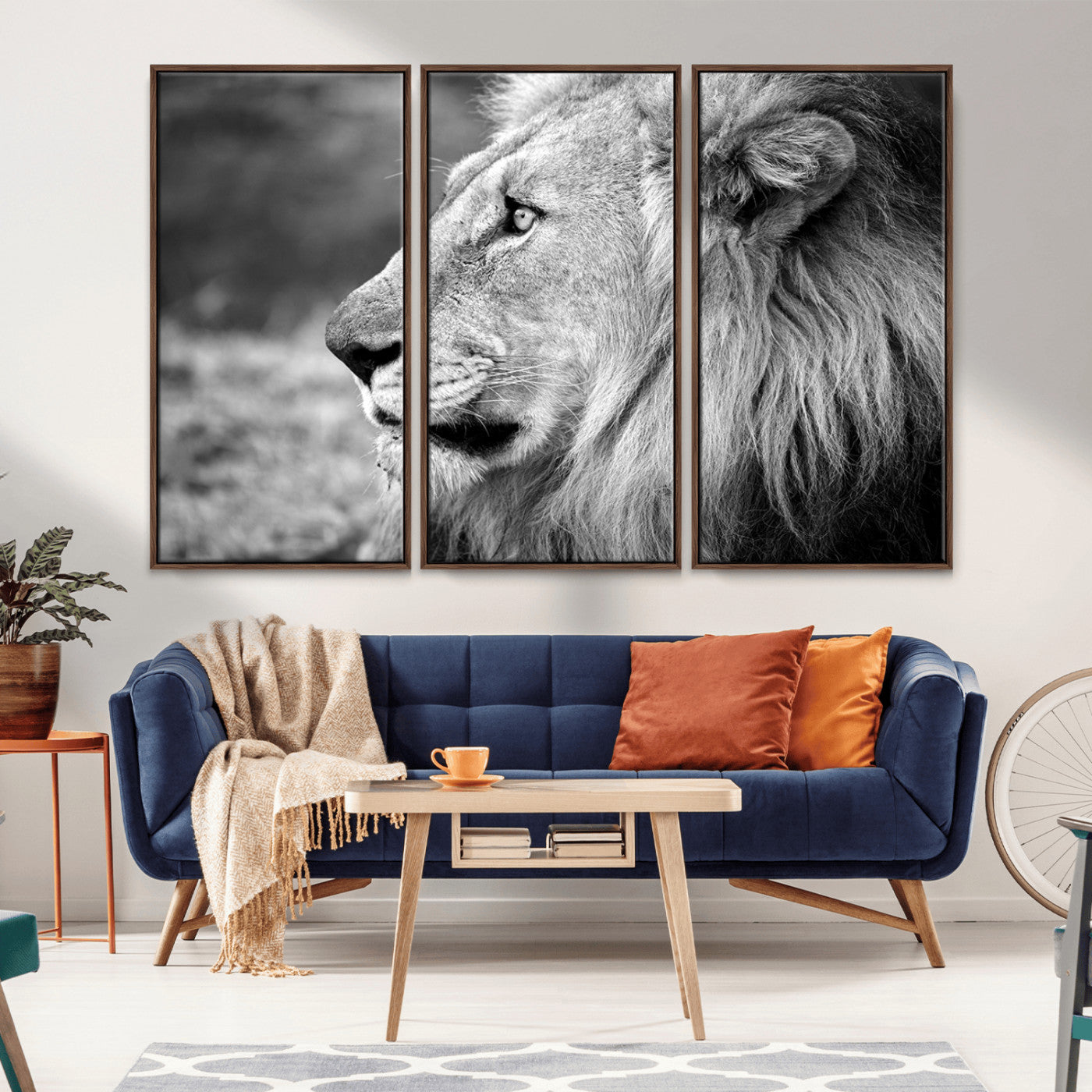23833-MGV-CV-36X24-Lion Wall Art Canvas Print – Framed Majestic Wildlife Portrait Lion with Regal Presence Artwork for Home, Office