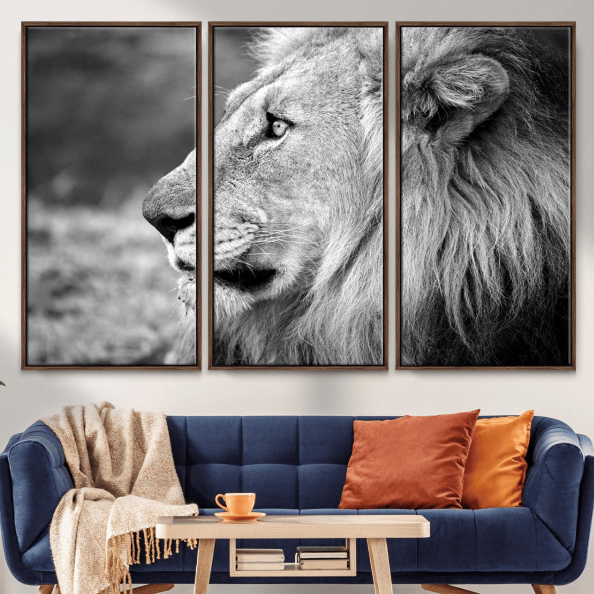 60973-MGV-CV-36X24-African Lion Wall Art Canvas Print – Majestic Wildlife Portrait Artwork for Home, Office, Living Room, Guest Room