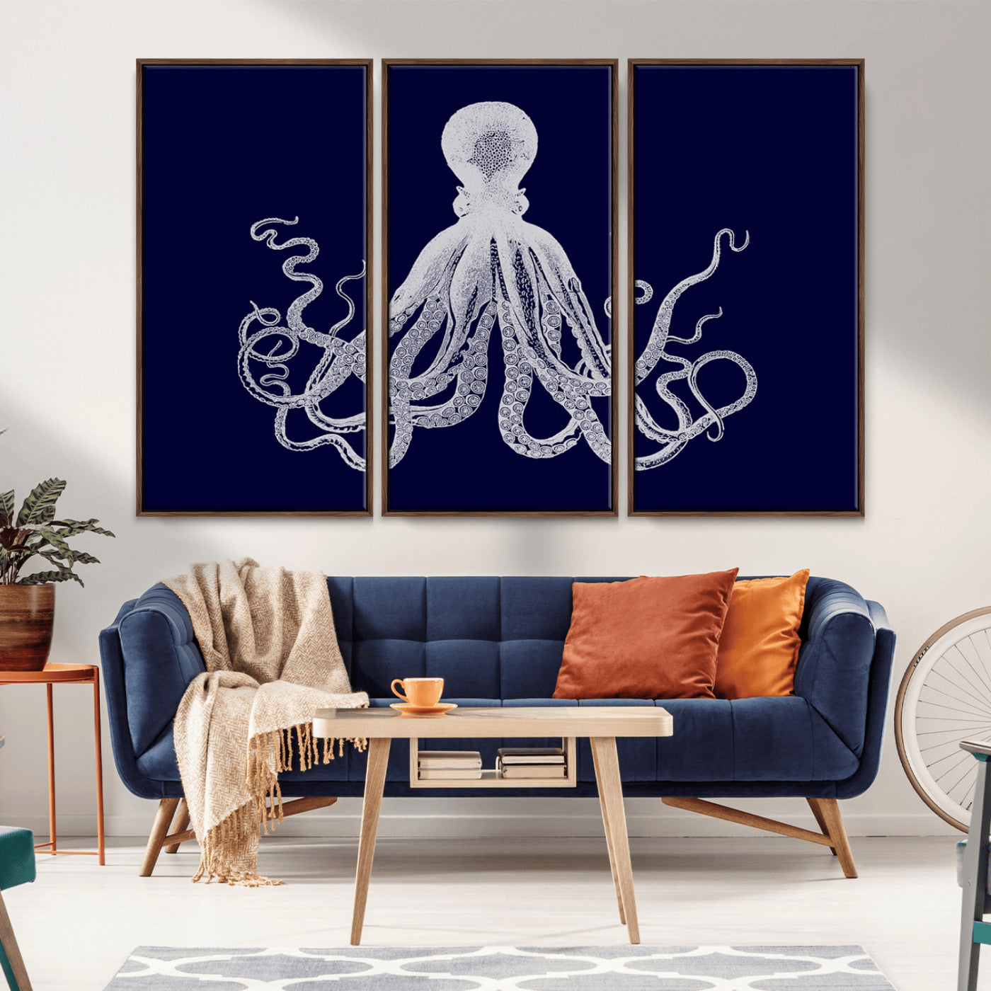 -Blue Octopus Wall Art Canvas Print