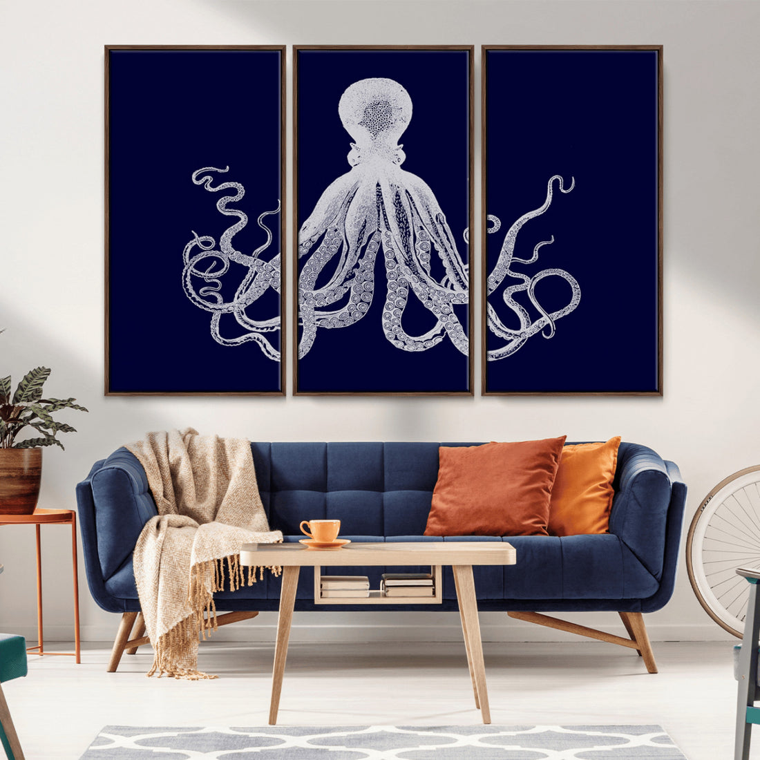Blue Octopus Wall Art Canvas Print