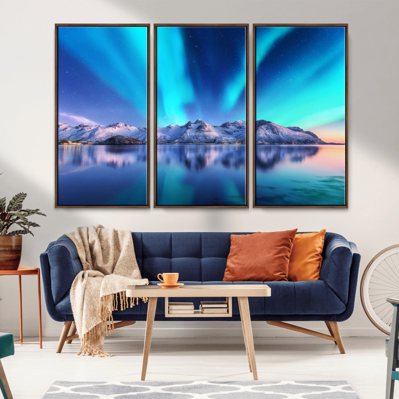 -Northern Lights above Mountain Wall Art, Northern Lights Wall Art Canvas Print