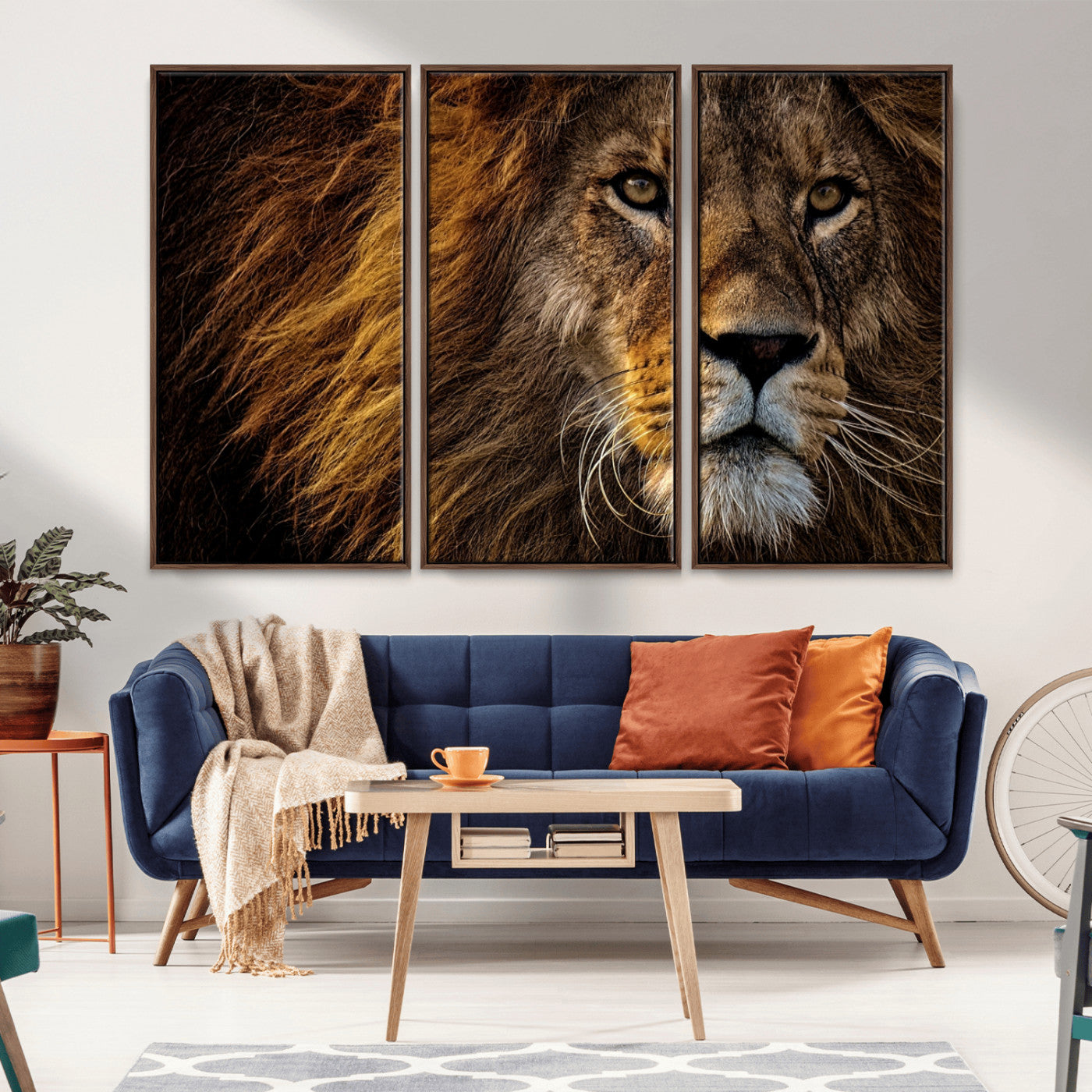 98665-MGV-CV-36X24-Mighty Lion Wall Art Canvas Print – Majestic Animal Portrait Artwork for Home, Office, Living Room, Guest Room