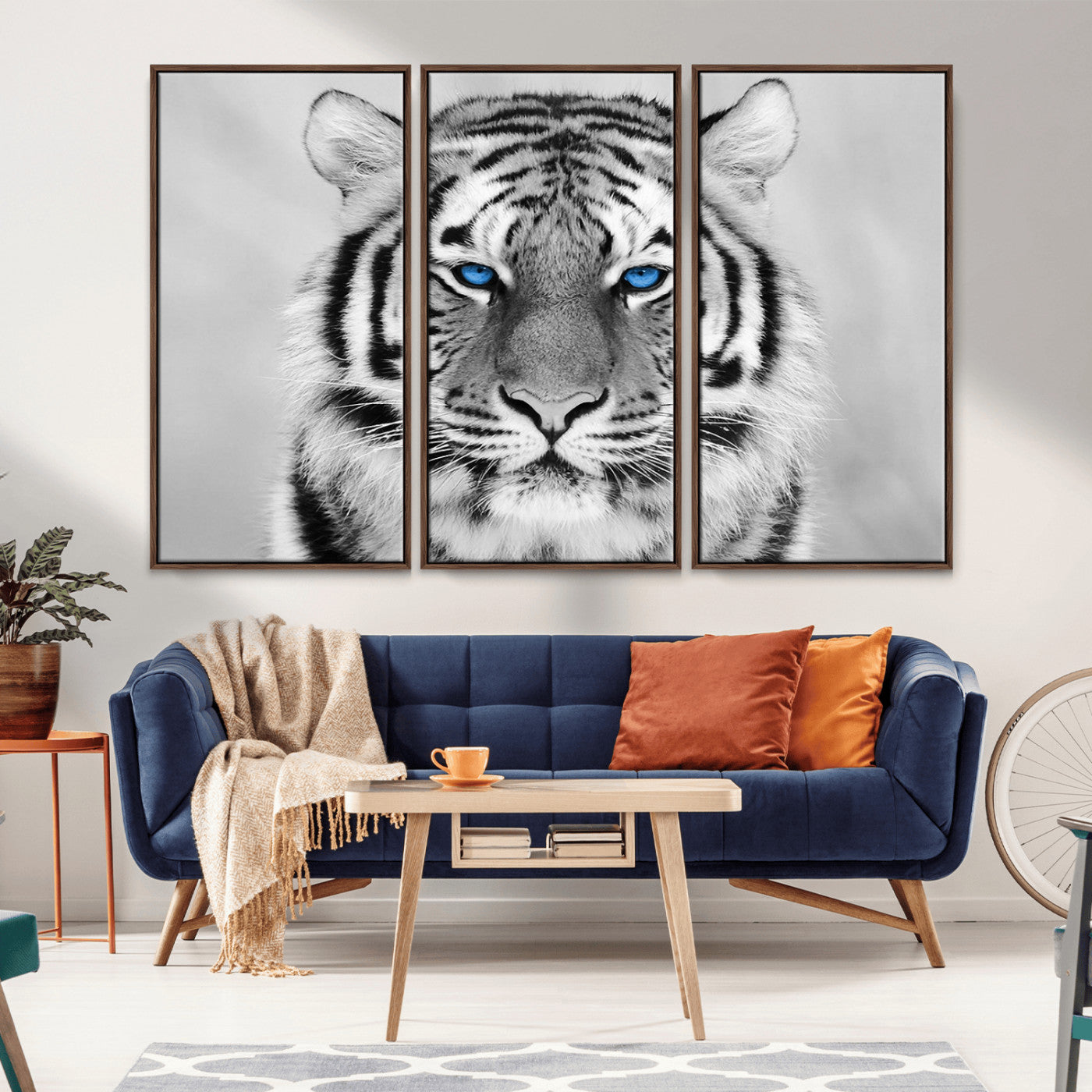 -Black and White Tiger Wall Art Animal Canvas Print