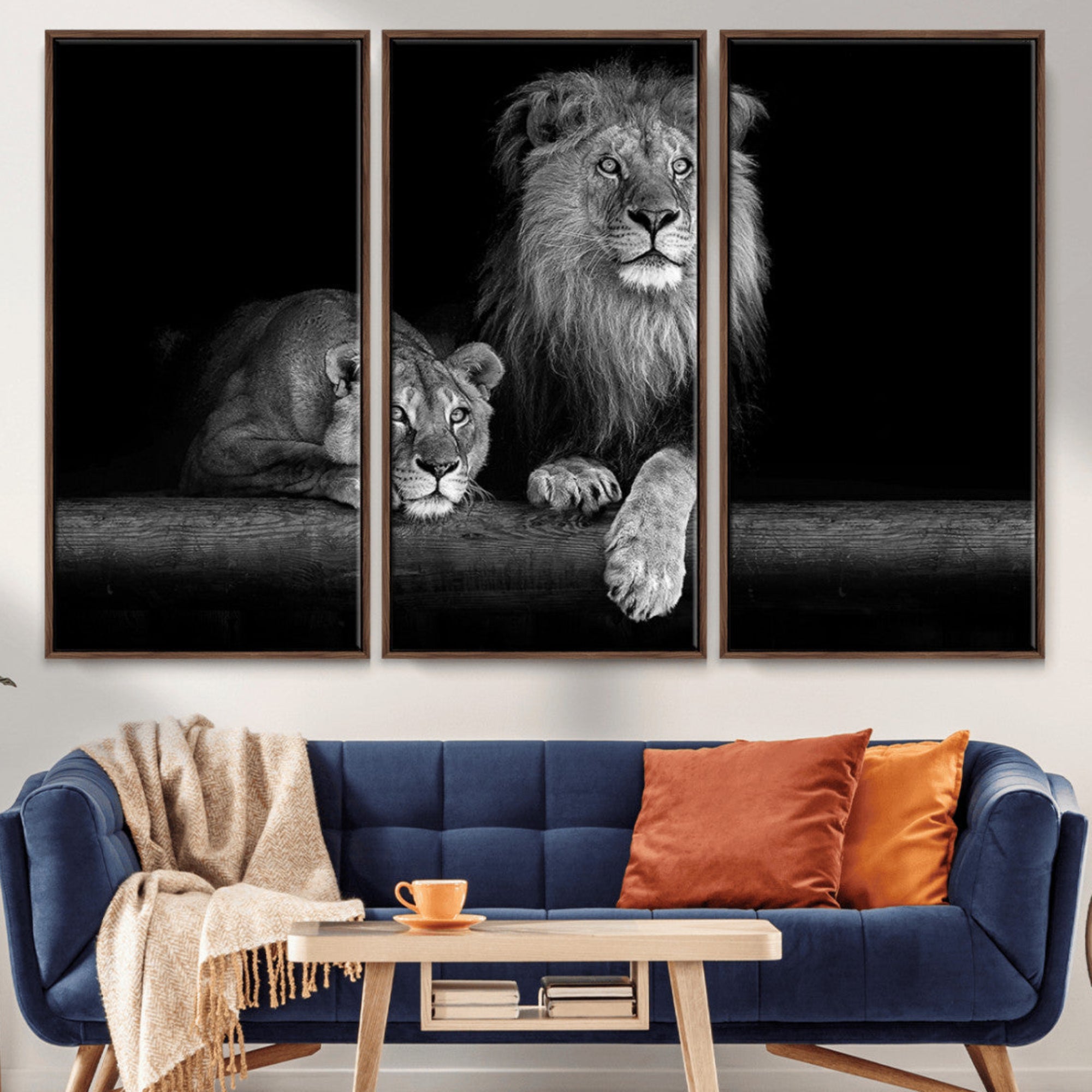 83601-MGV-CV-36X24-Lion Family Wall Art Canvas Print – Framed Majestic Wildlife Portrait Featuring Lion Family Natural Habitat Artwork for Home