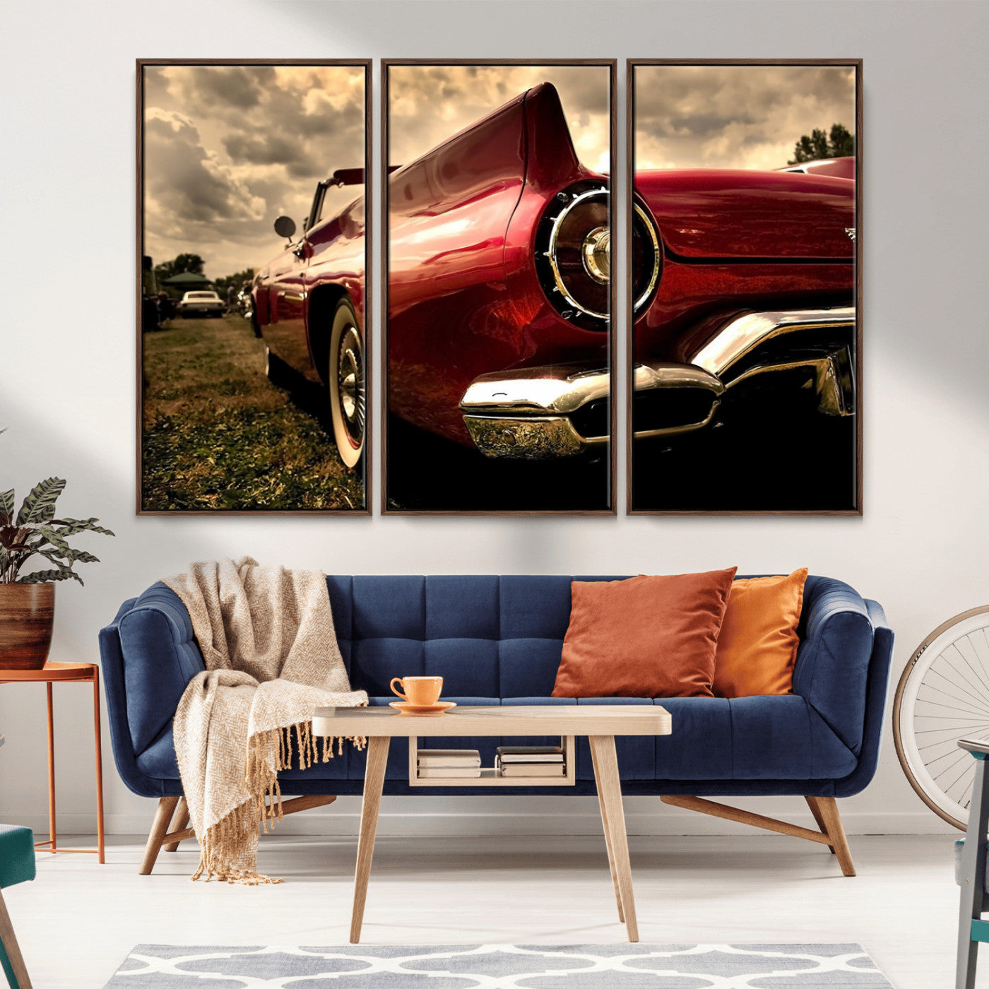 -Red Classic Car Wall Art Canvas Print