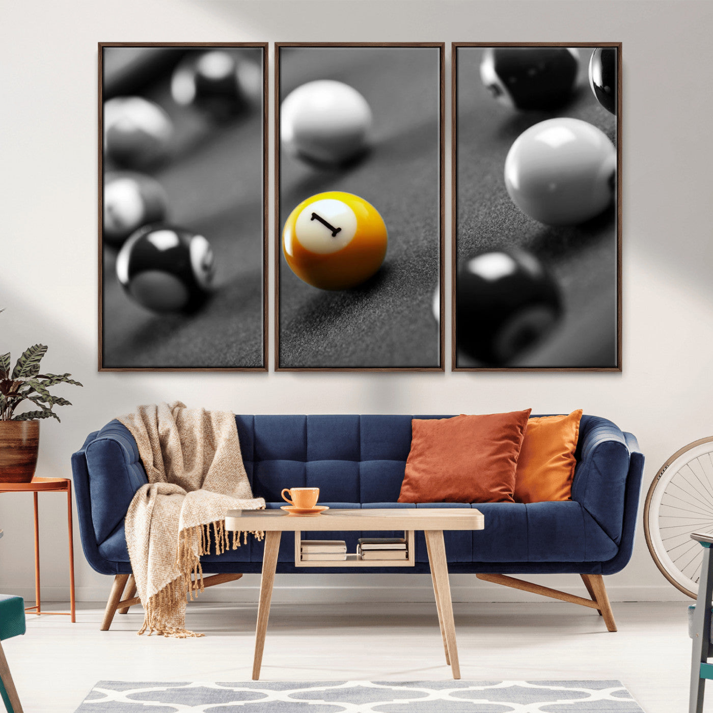 -Wall Art Pool Table and Balls Canvas Print