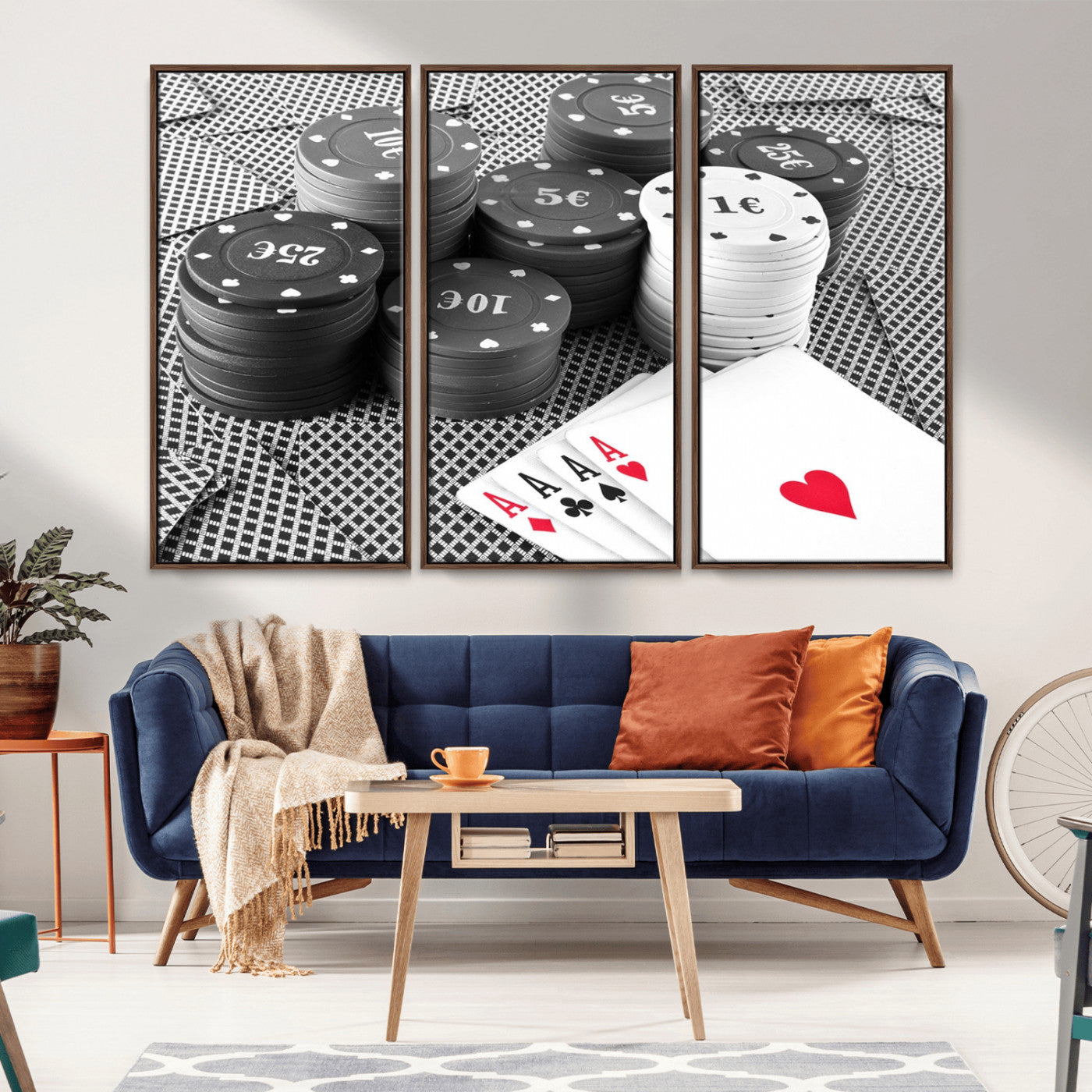 -Poker Game Cards Wall Art Canvas, Multi Panel Wall Art Canvas Print