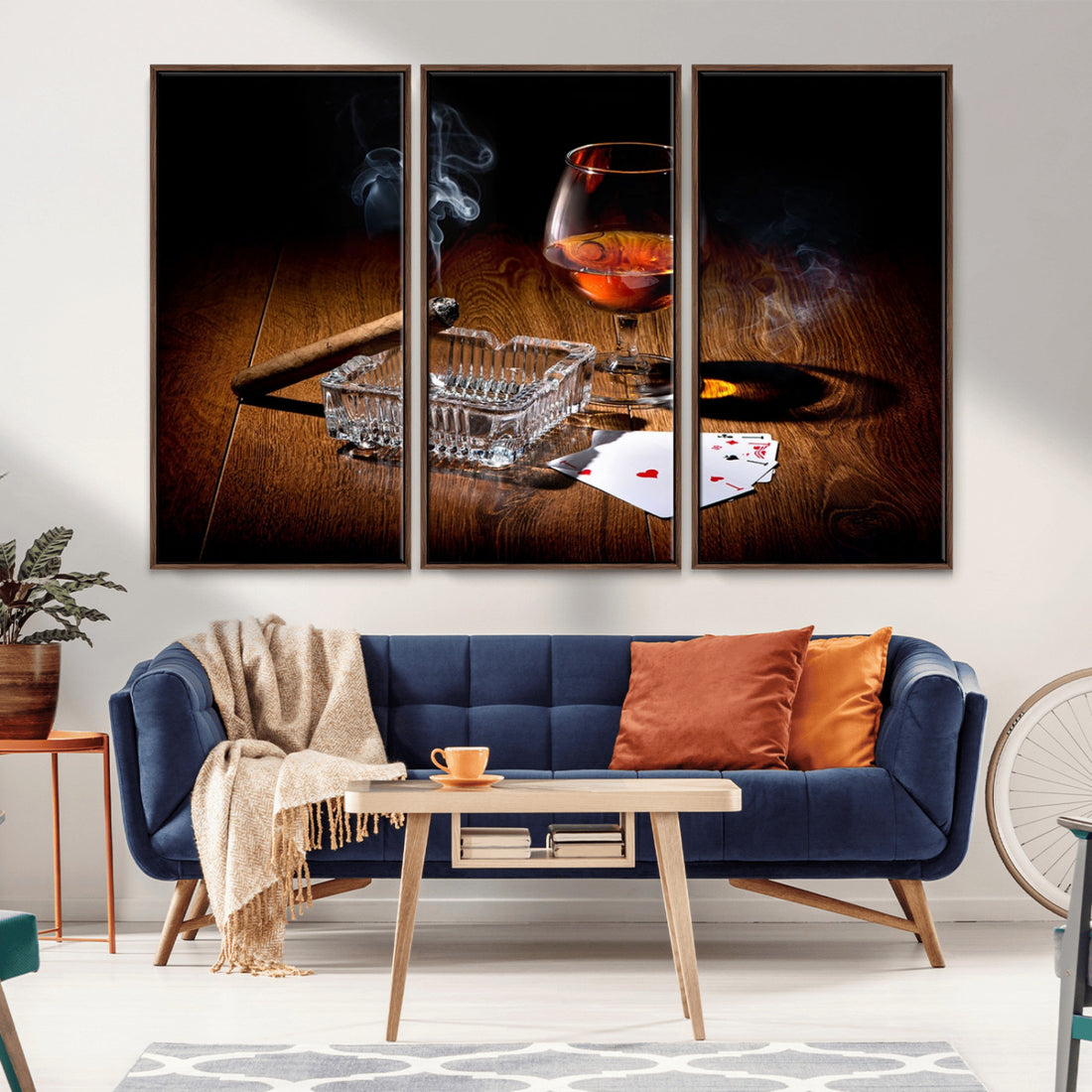 Whiskey Cigar Wall Art Canvas Print for Kitchen and Bar Wall