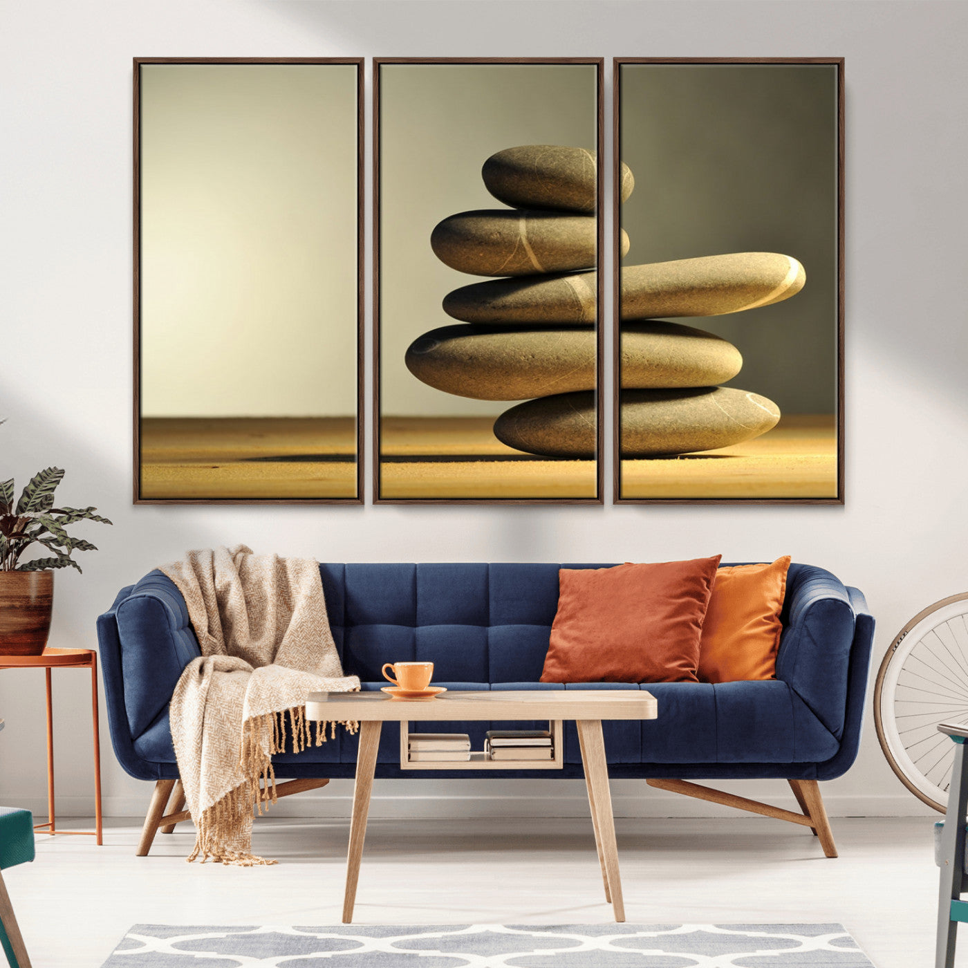 -Fluvial Zen Stones Canvas Wall Art Print