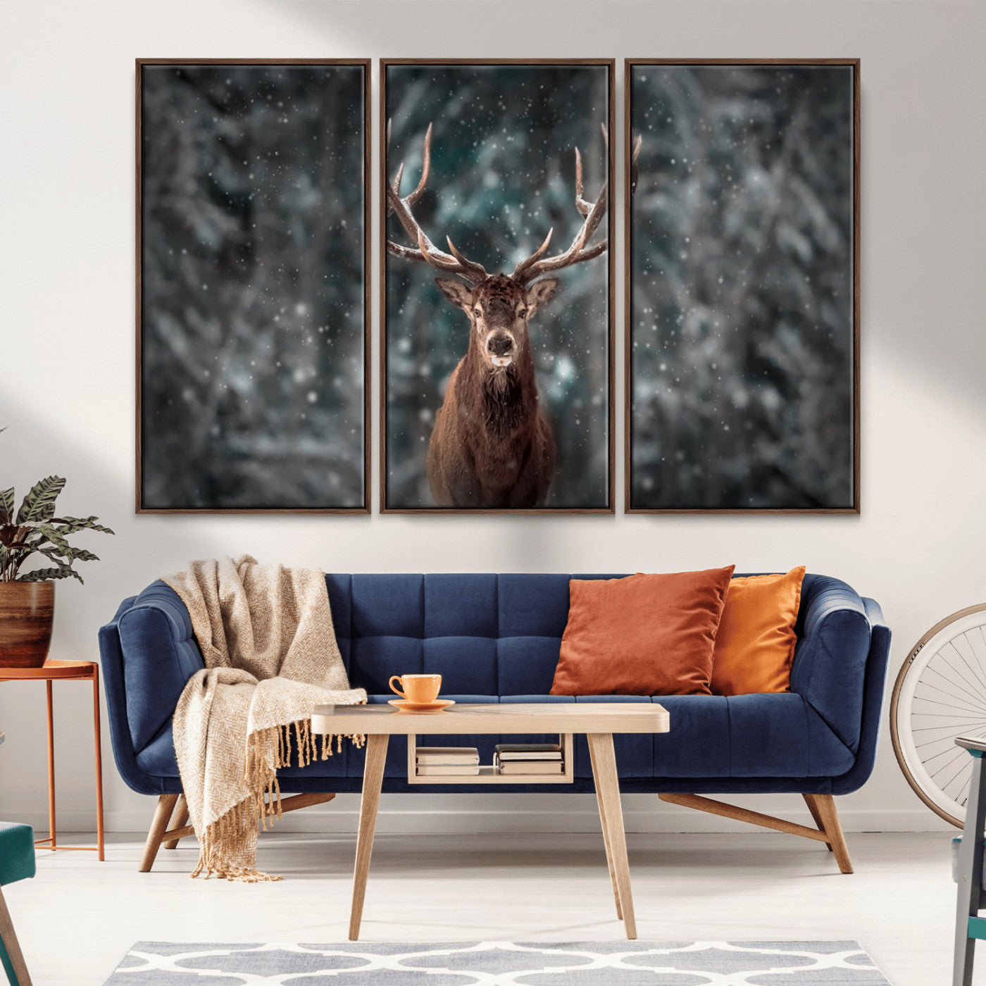 -Wall Art Deer Art Animal Canvas, Framed Wall Art Deer Canvas Print