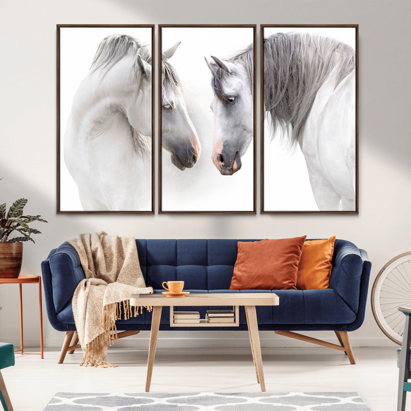 -White Horse Wall Art Animal Canvas Print
