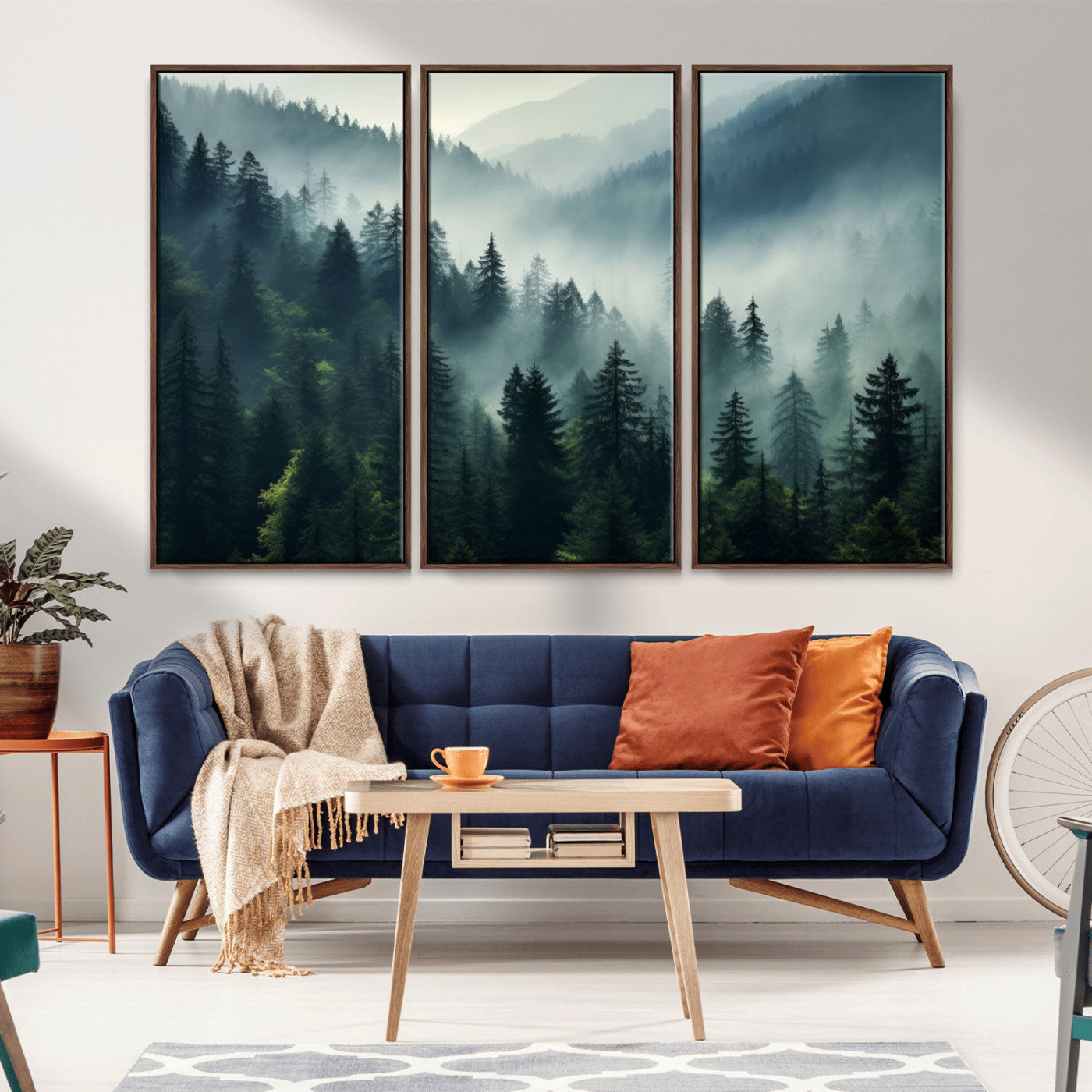 -Captivating Misty Forest Wall Art Premium Canvas Print a Foggy and Serene Atmosphere Art