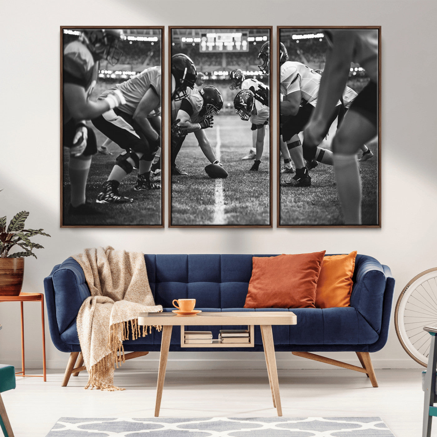 -American Football Wall Art Canvas Print Framed Stadium Sport Wall Art Iconic Game Day Decor for Home, Office