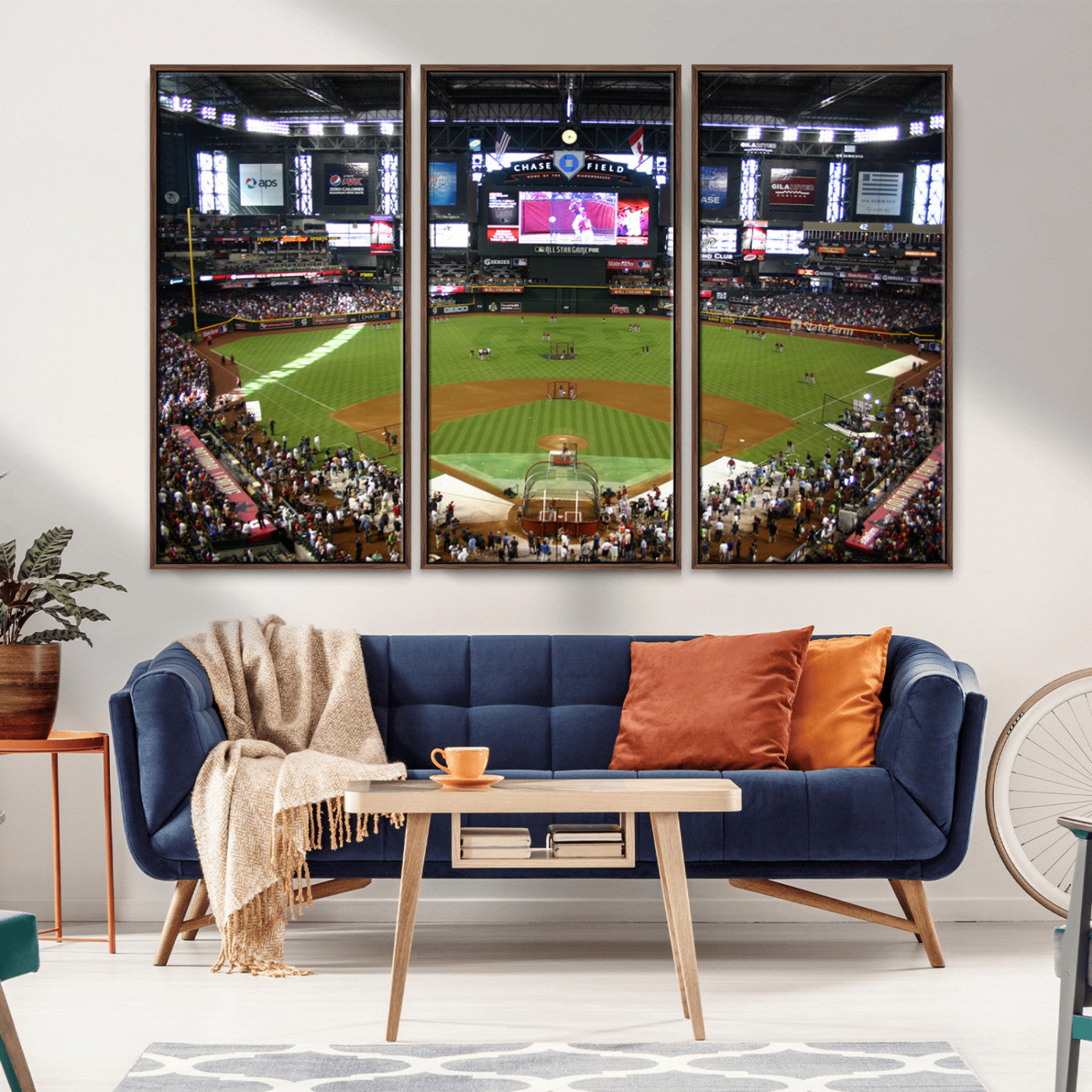 91630-MGV-CV-36X24-Arizona Diamondbacks Baseball Team Print - Phoenix Chase Field Baseball Stadium Wall Art Canvas