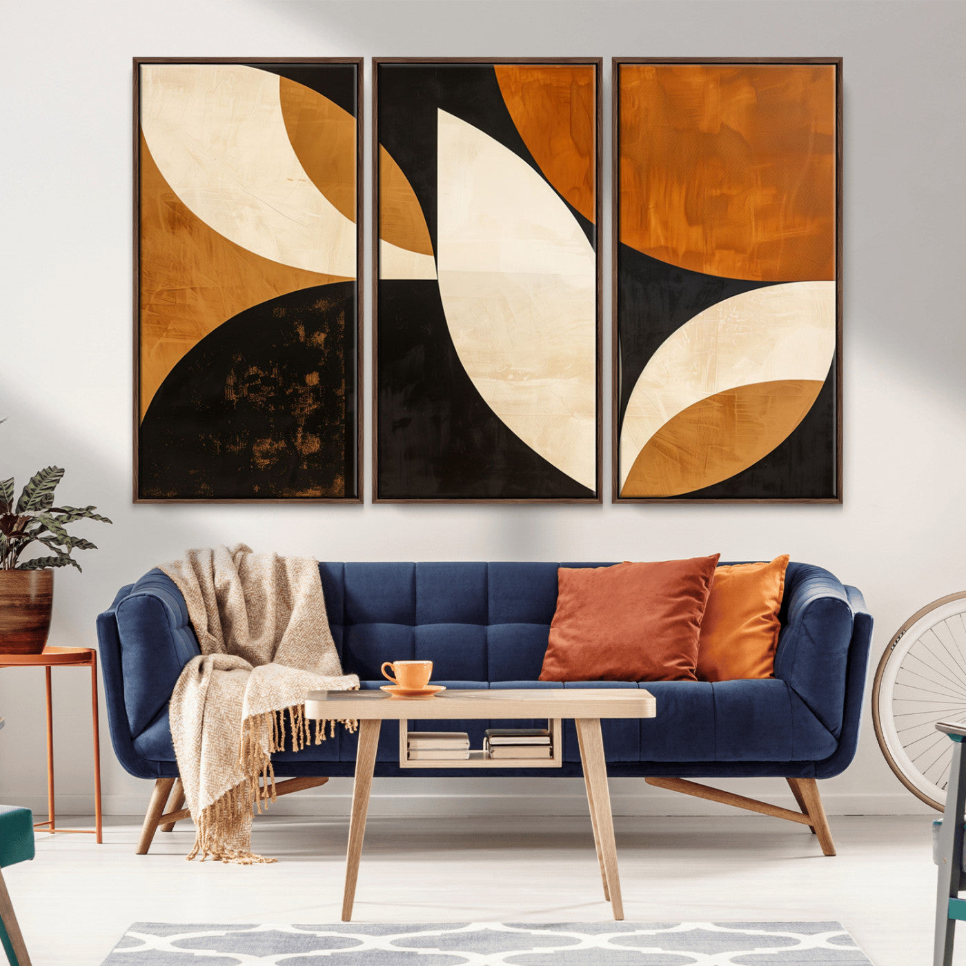 21251-MGV-CV-36X24-Geometric Abstract Wall Art Canvas Print, Mid Century Modern Wall Art Print