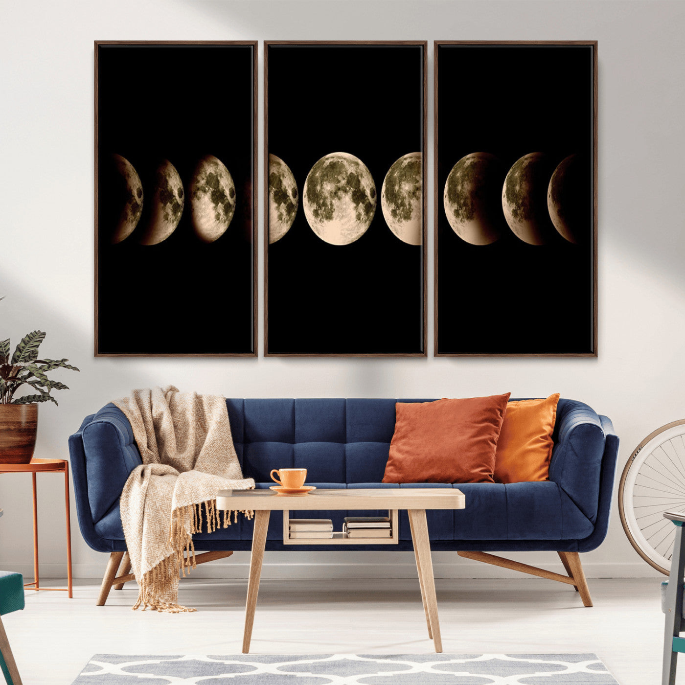 -Phases of the Moon Wall Art | Canvas Print for Modern Wall Decor | Ready to Hang and Framed