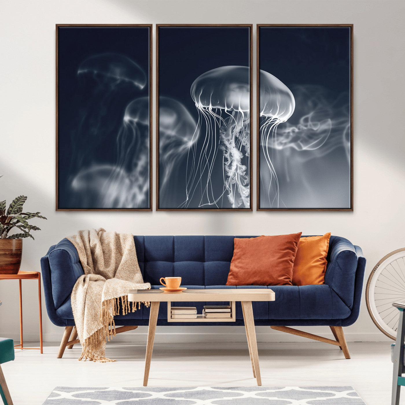 -Jellyfish Wall Art Canvas Print, Modern Abstract Jellyfish Wall Decor