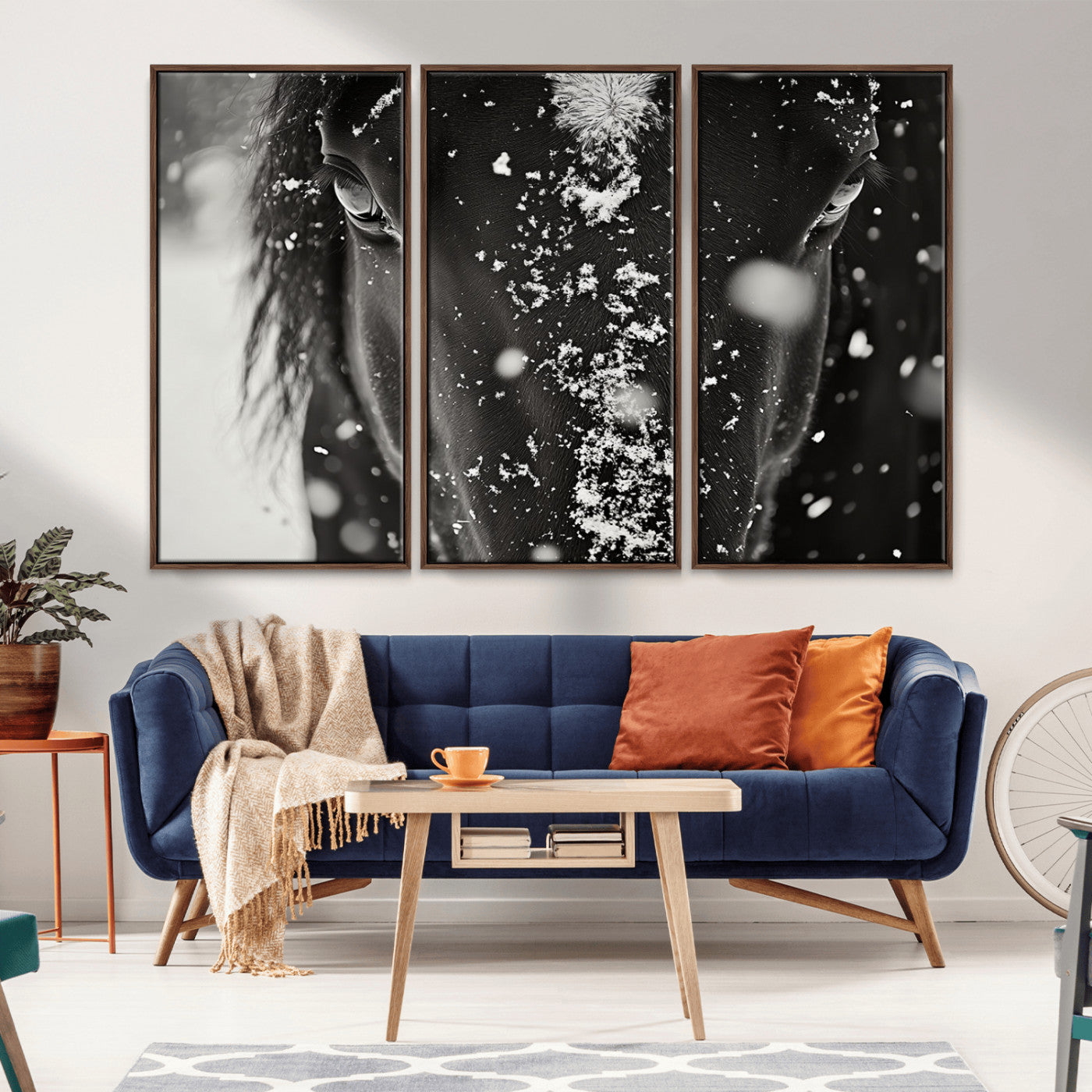 -Winter Horse Snow Wall Art Canvas Print