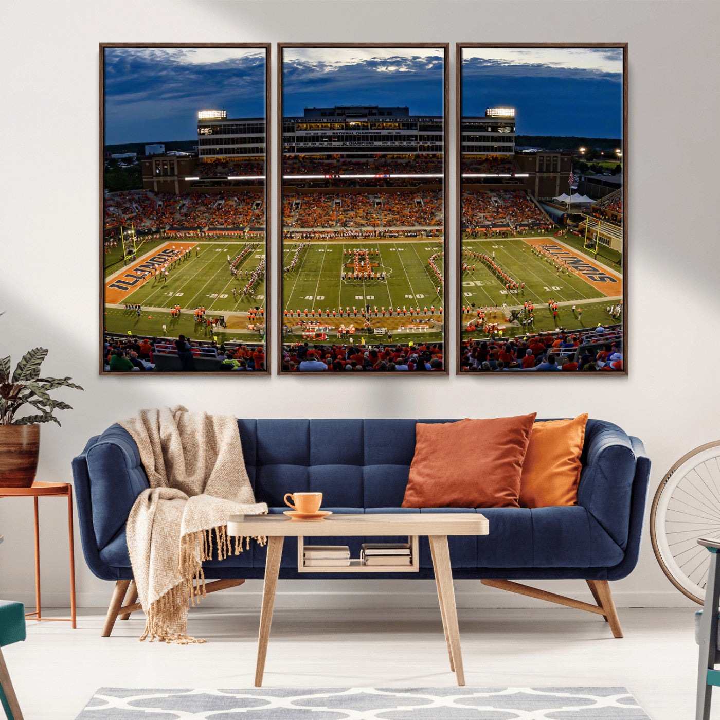 44513-MGV-CV-36X24-University of Illinois Fighting Illini Football Team Print - Champaign Illinois Memorial Stadium