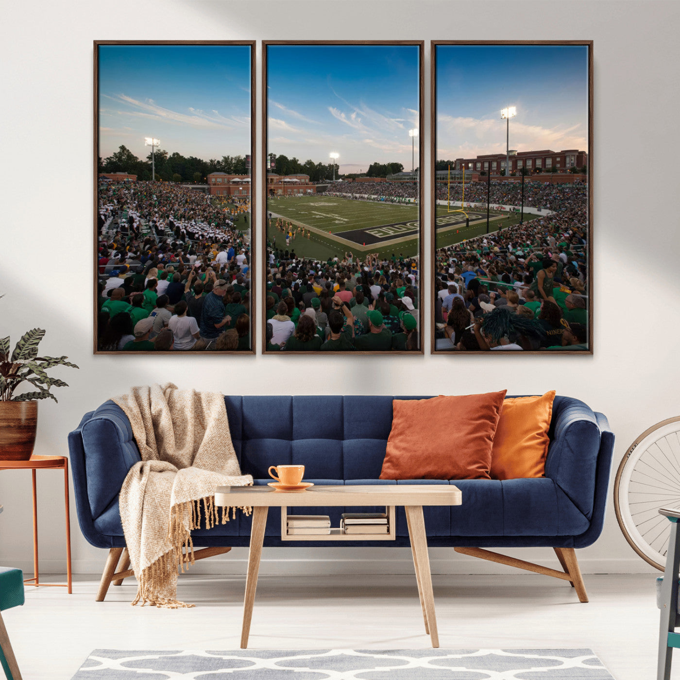 12290-MGV-CV-36X24-University of Charlotte 49ers Football Team Print - Charlotte Jerry Richardson Stadium Wall Art