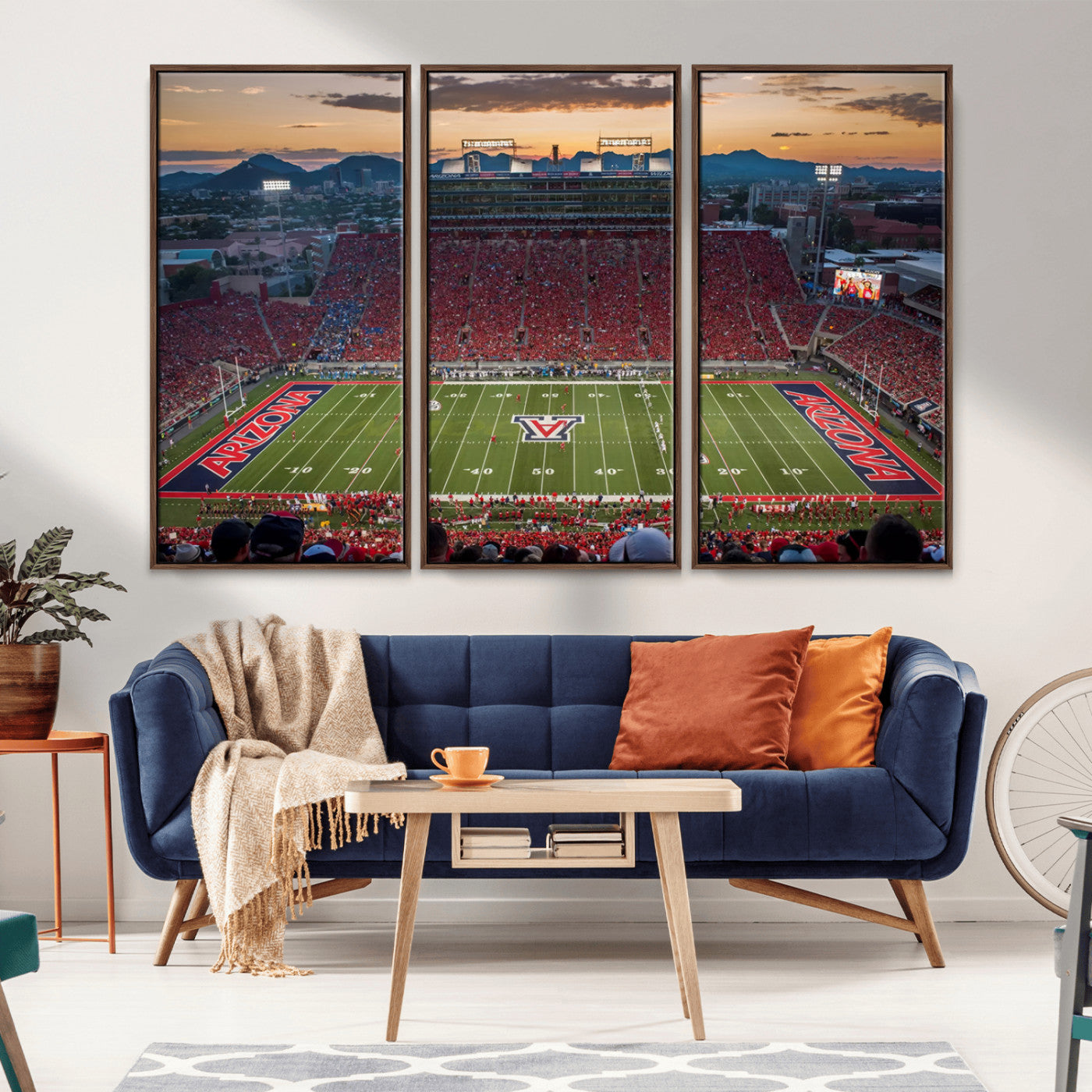 99722-MGV-CV-36X24-Framed Arizona Wildcats Football Team Print - Tucson Arizona Stadium Wall Art Canvas Print