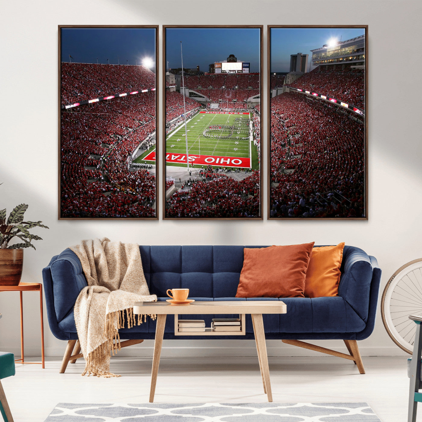98743-MGV-CV-36X24-Ohio State University Buckeyes Football Team Print - Columbus Ohio Stadium Wall Art Canvas Print