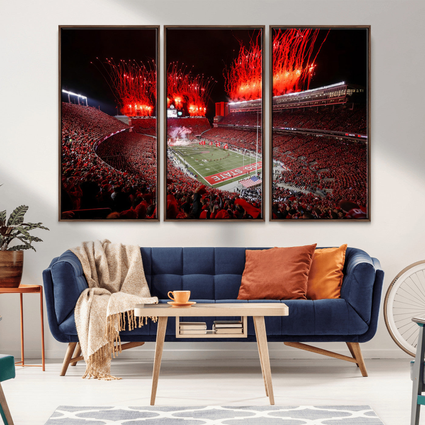 56909-MGV-CV-36X24-Ohio State University Buckeyes Football Team Print - Columbus Ohio Stadium Wall Art Canvas Print