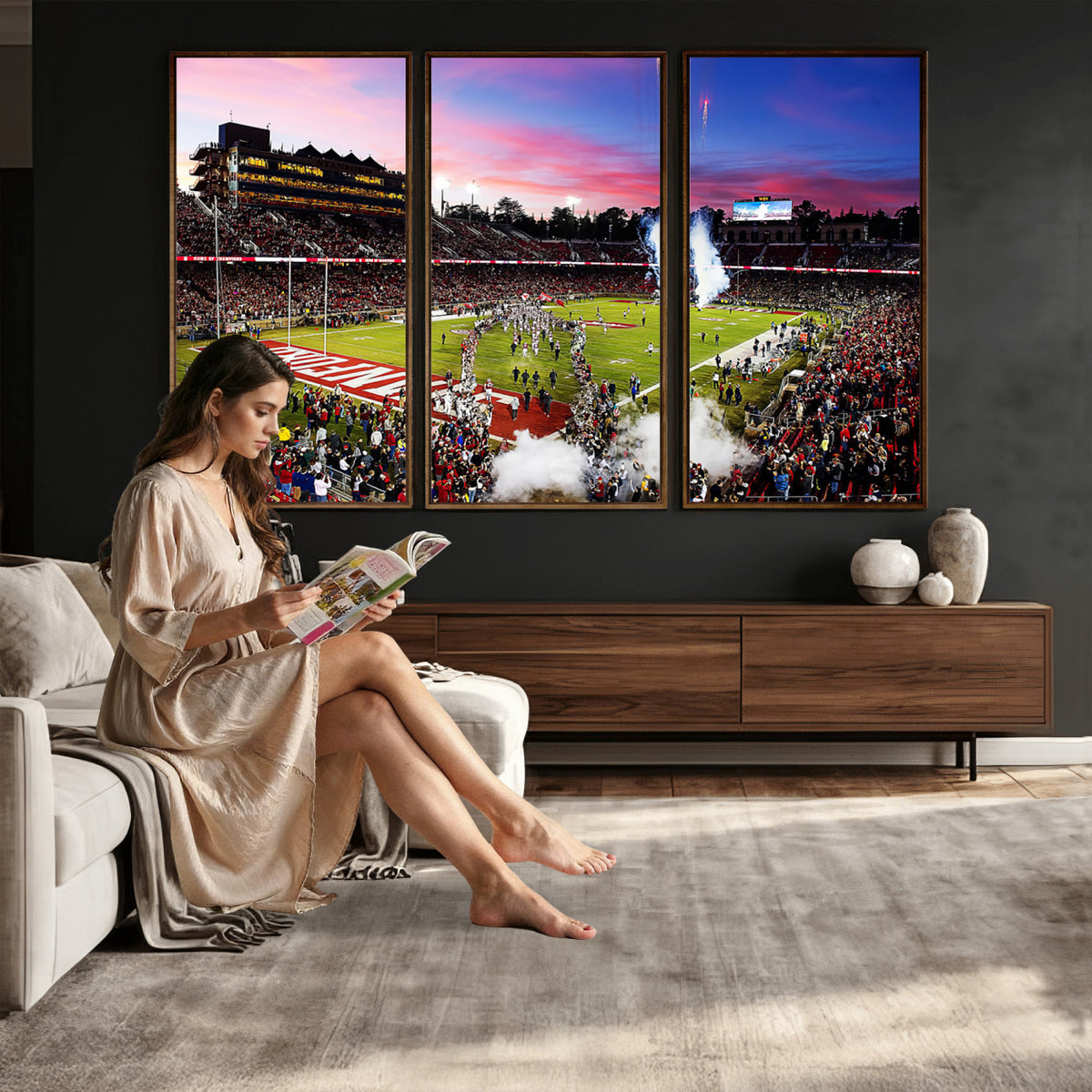 25557-PAN-FL-20X10 - Stanford University Cardinal Football Team Print - Stanford Stadium Wall Art Canvas Print
