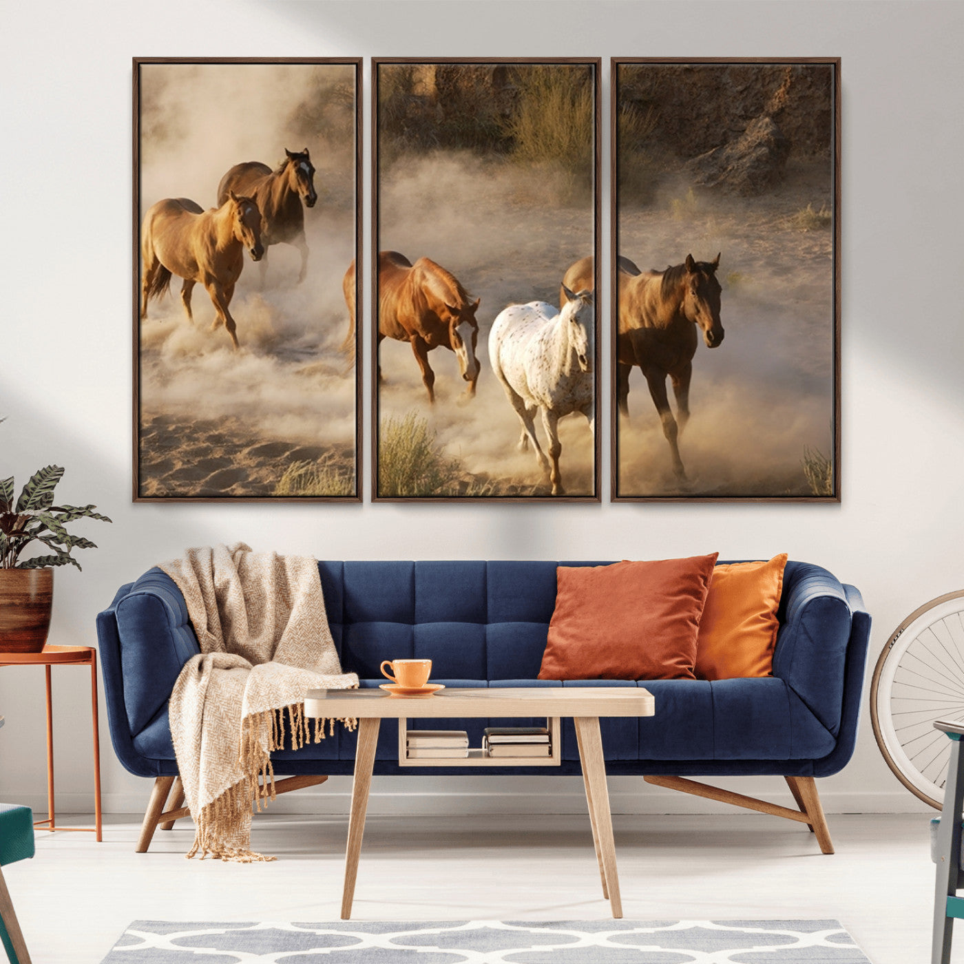 23809-MGV-CV-36X24-Large Wall Art 5 Horses Running on Sand Canvas Print