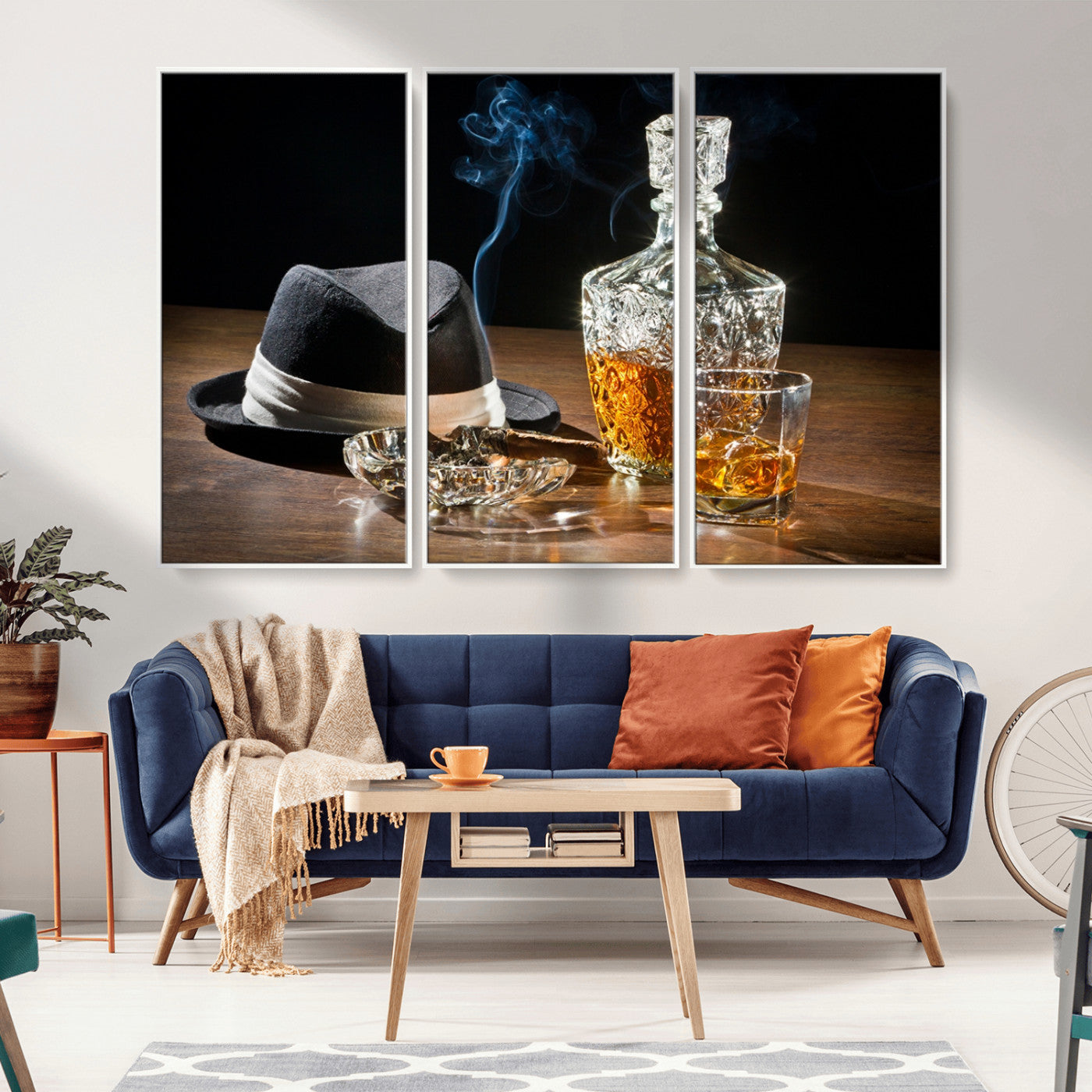 14629-MGV-FC-48X32-3P-Extra Large Bourbon Decor Whiskey Wall Art Canvas Print