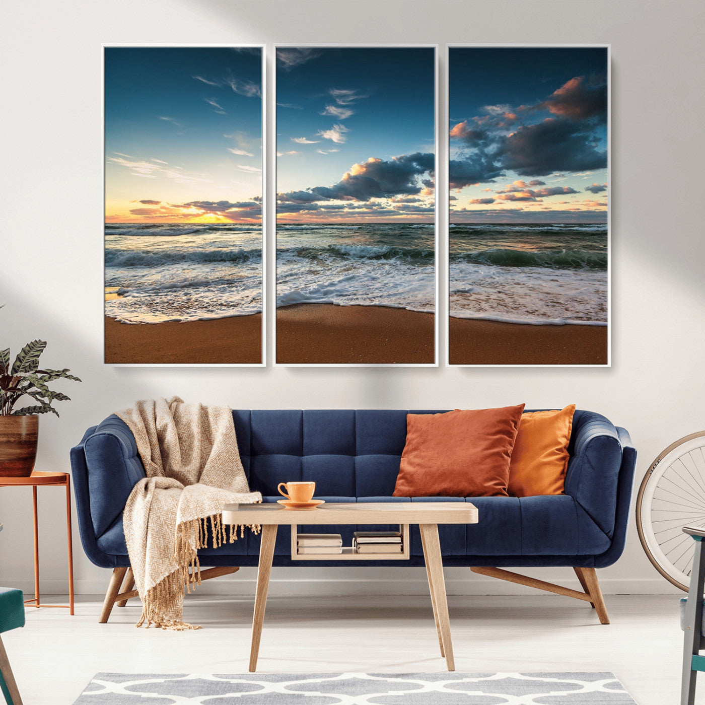 -Ocean Beach Wall Art Canvas Print Sunset Artwork Print Coastal Wall Art