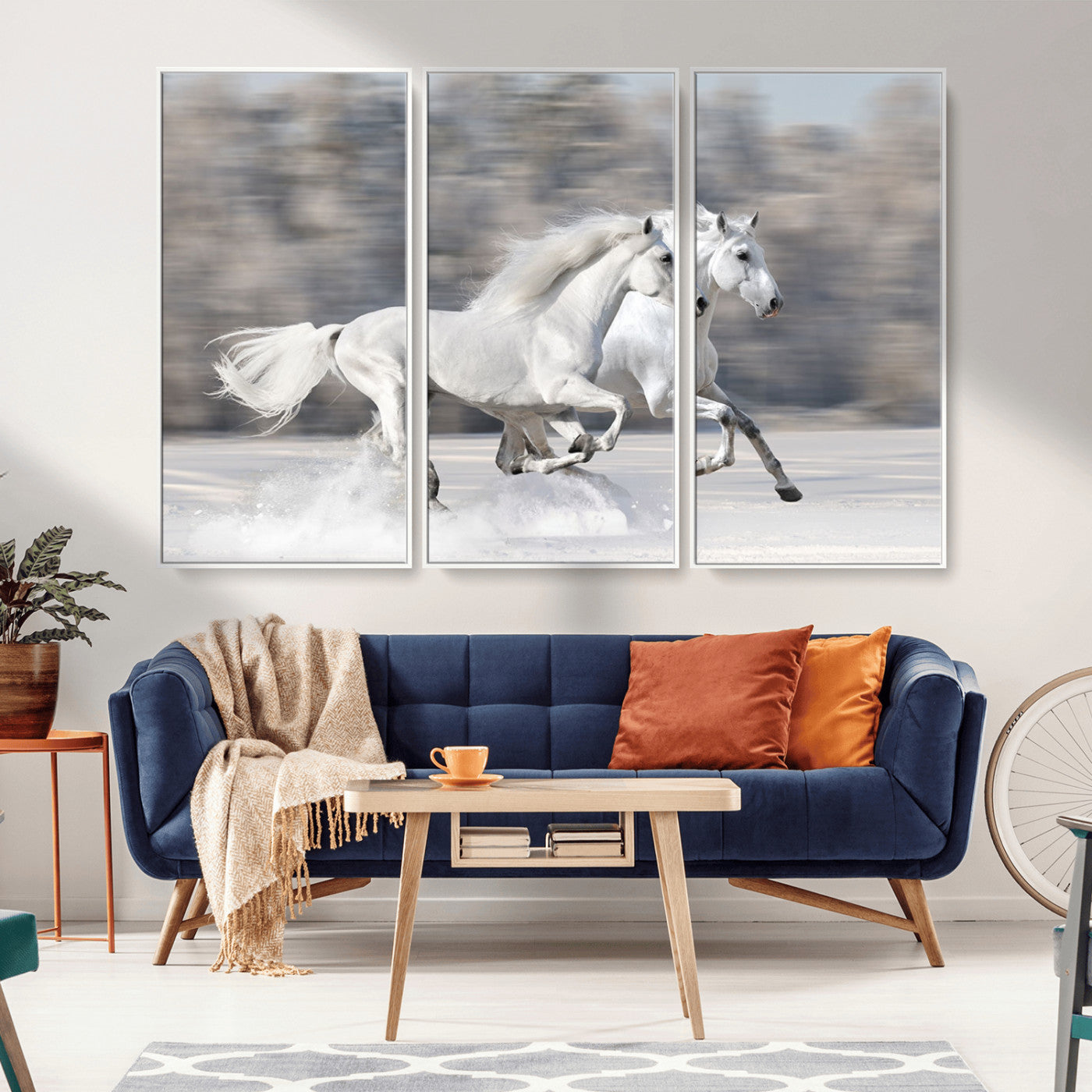 -The White Horses Wall Art, Framed White Horses Wall Art Canvas Print