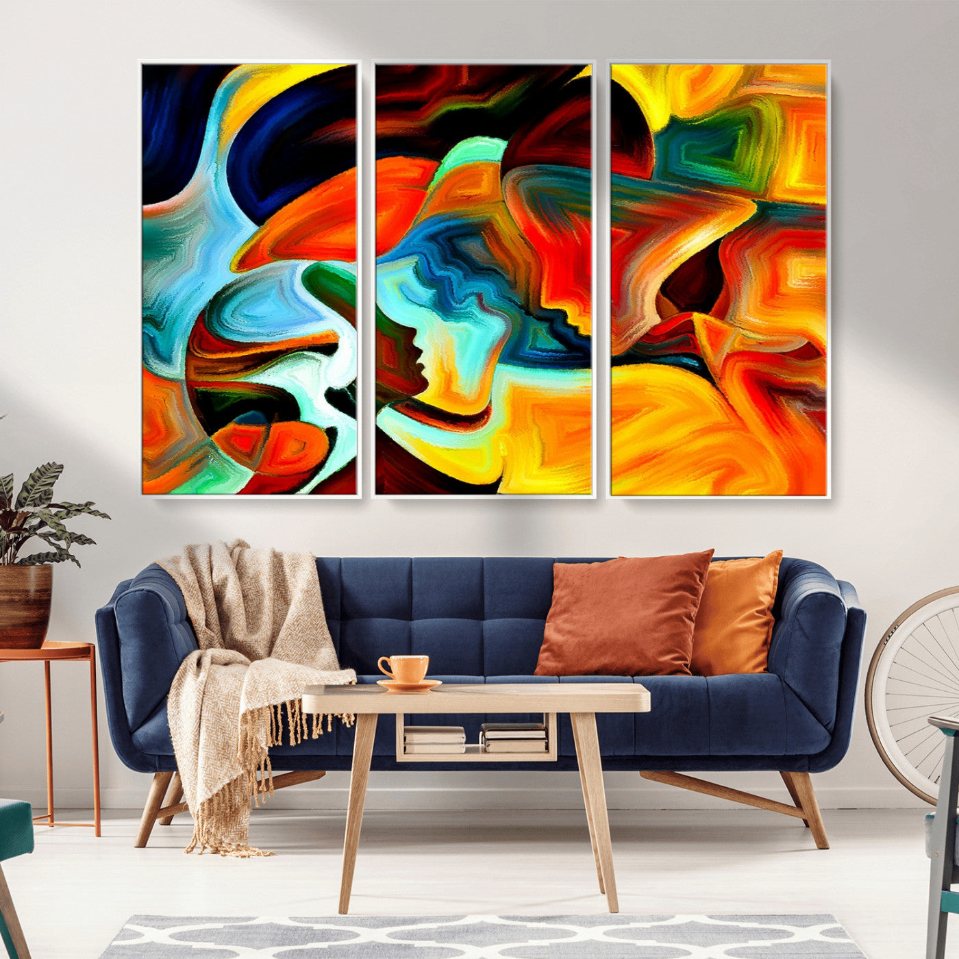 70242-MGV-CV-36X24-Human Love Figures Abstract Wall Art Canvas Print