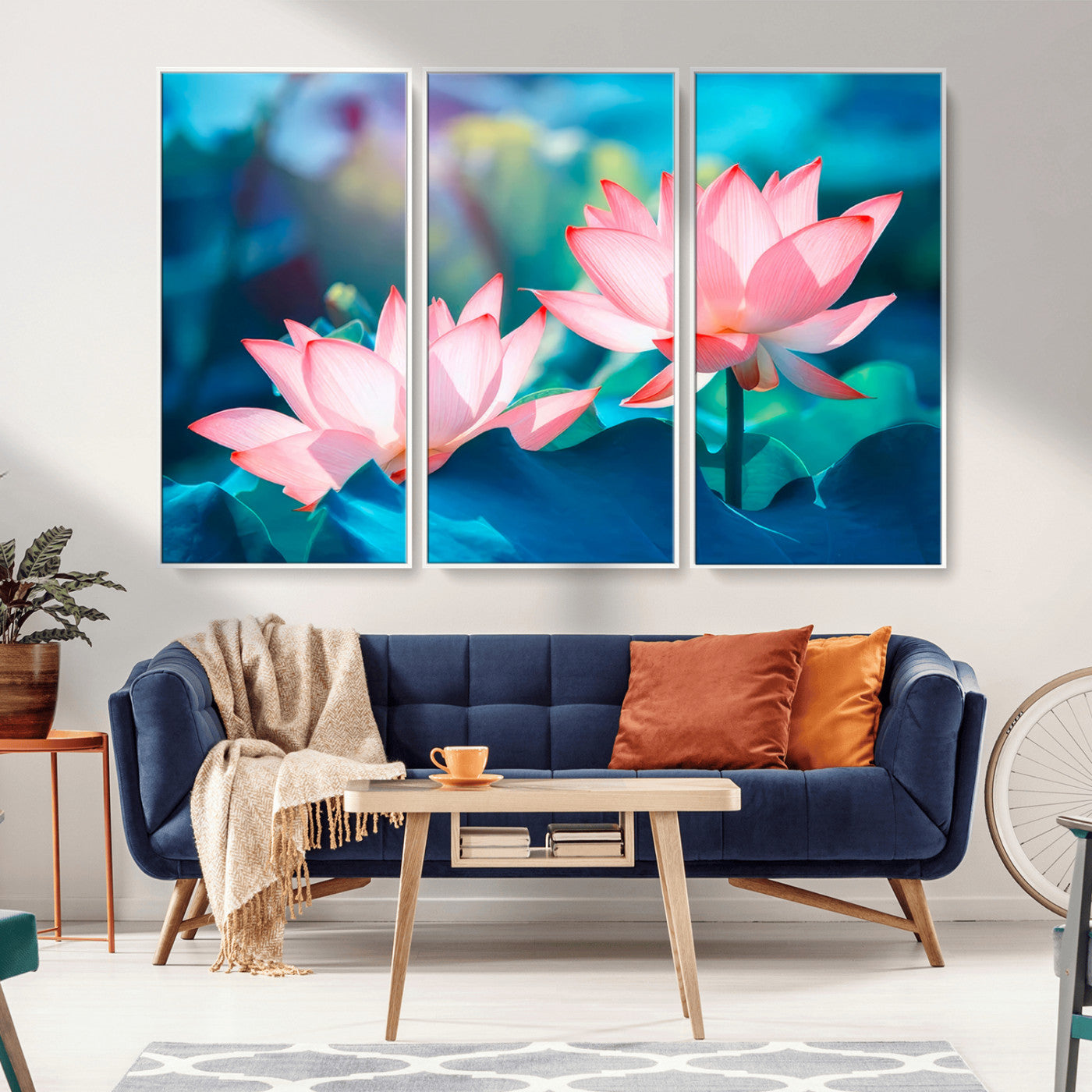 -Pink Lotus Flower Canvas Wall Art | Vibrant Floral Wall Decor for Living Room, Office, or Bedroom |