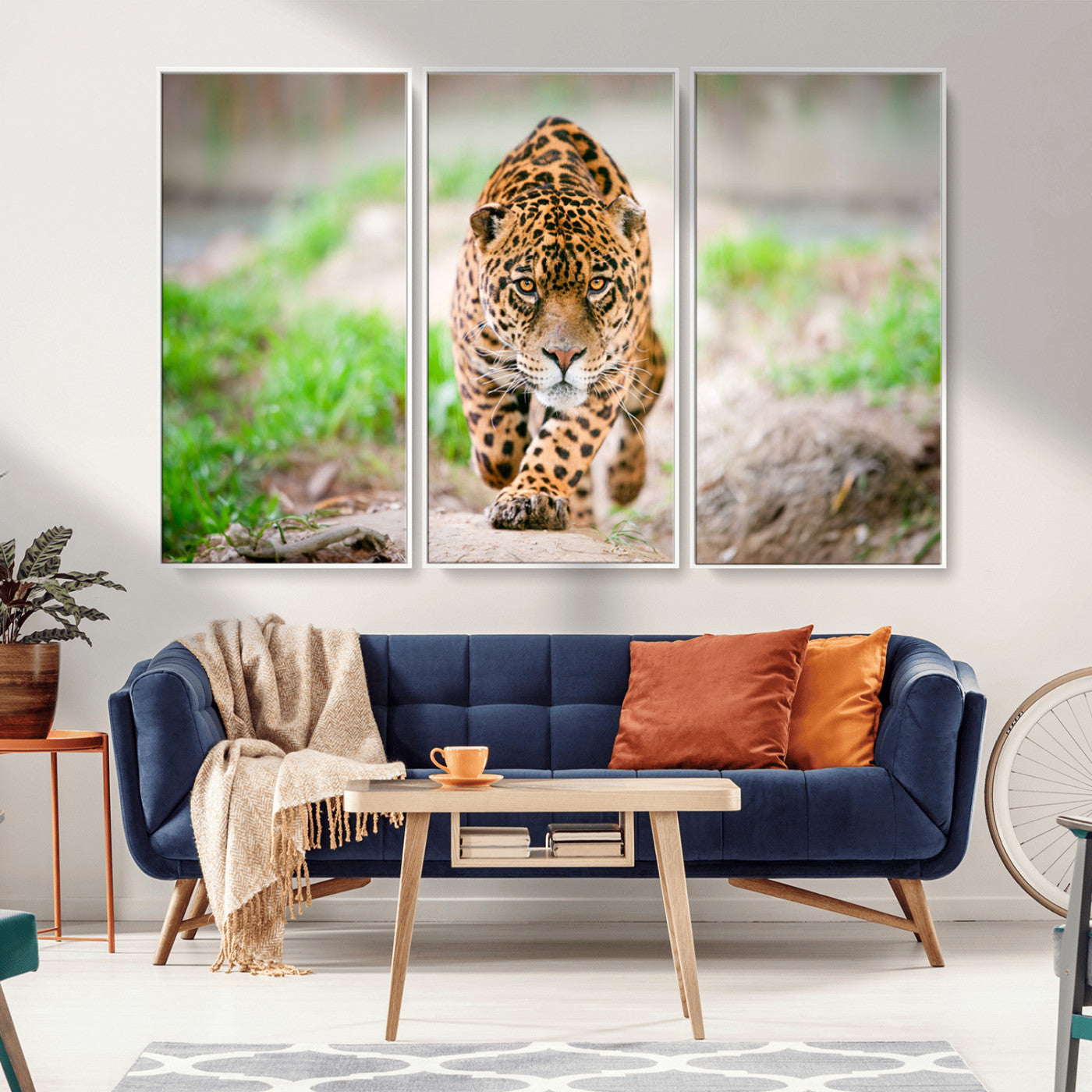 -Leopard on the Prowl - Stunning Large Framed Leopard Wall Art Canvas Wall Art for Living Room,