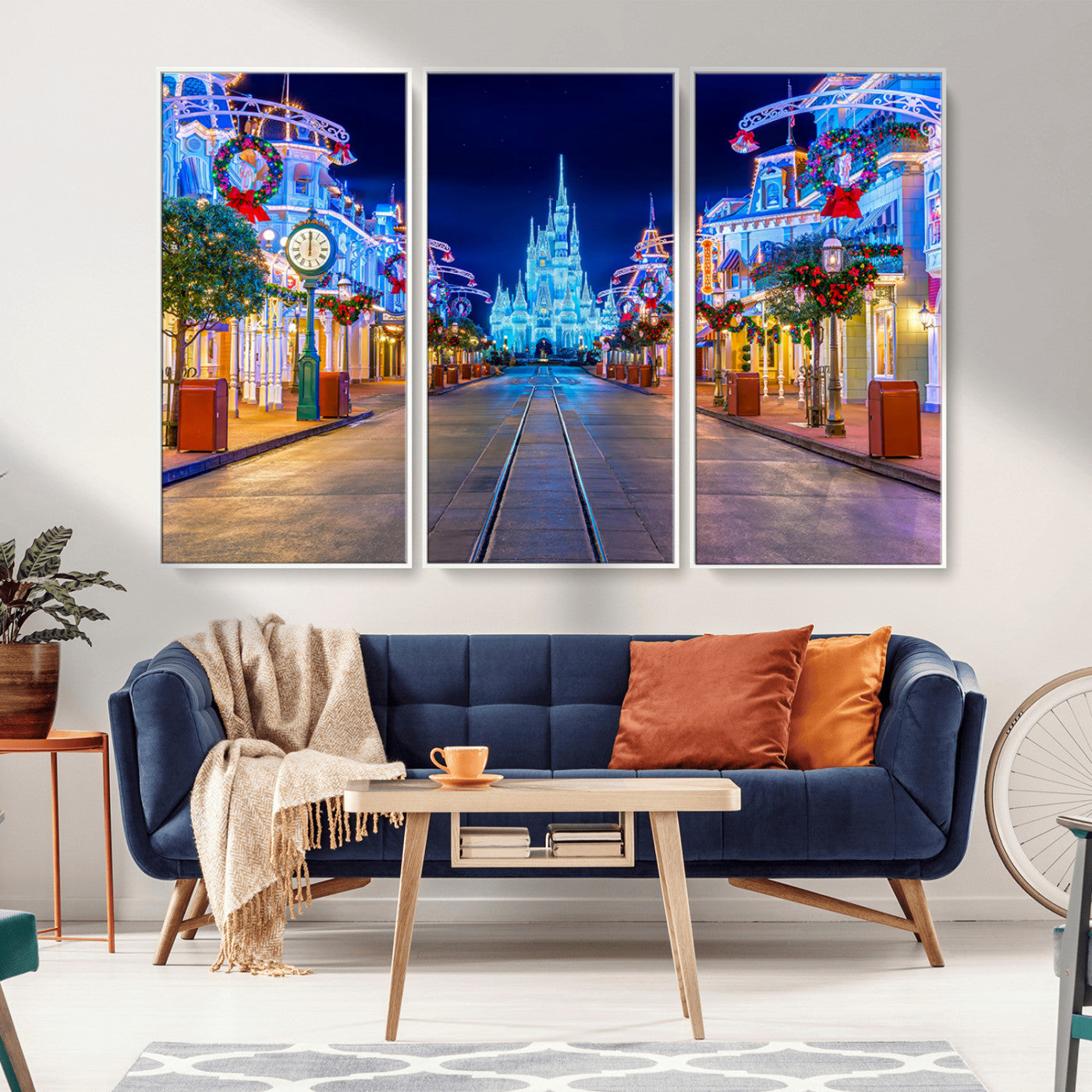 12470-MGV-CV-36X24-Disney Castle Wall Art – Large Magic Kingdom Canvas Artwork, Fairytale Design, Kids Room Christmas Decor for Home, Office