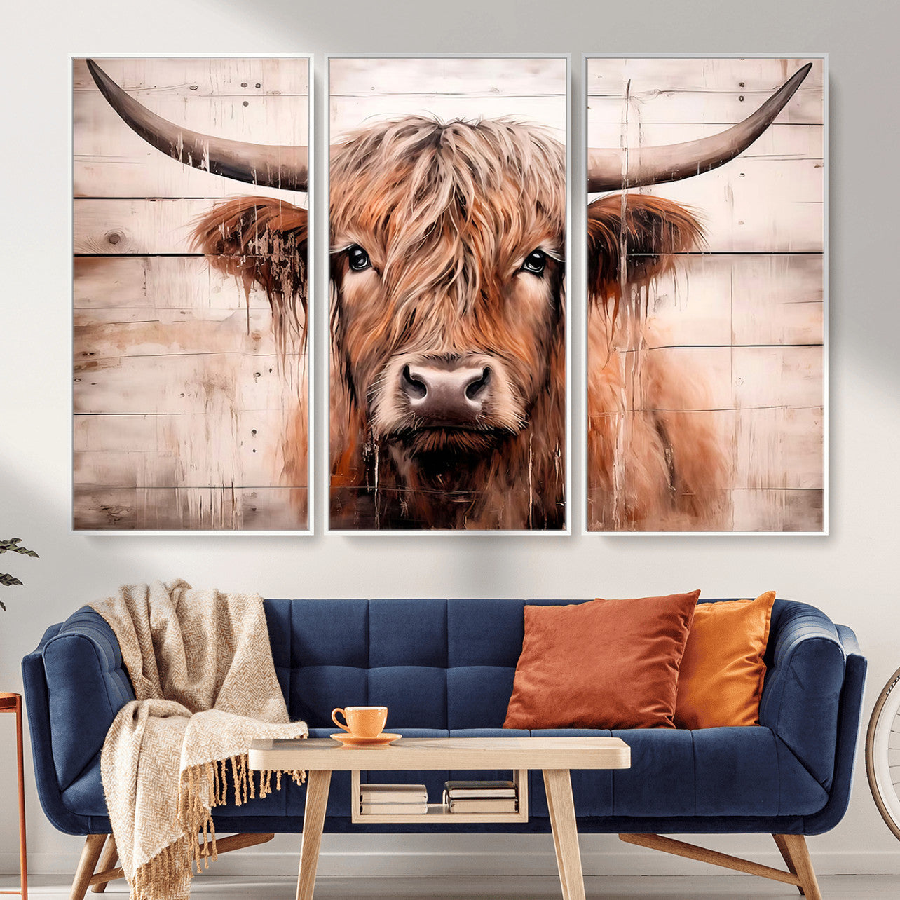 93730-MGV-CV-36X24 - Vintage Scottish Highland Cow Cattle Art Print Farmhouse Wall Art Canvas Print