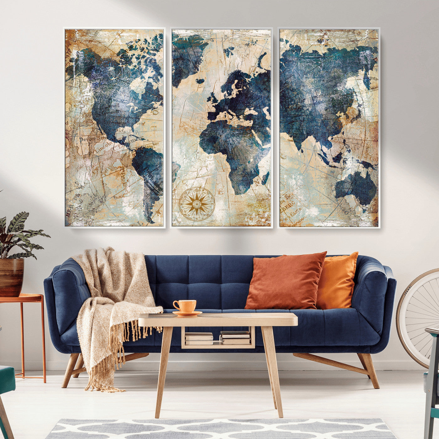 84561-MGV-CV-36X24-Push Pin World Map Canvas Print – Framed Wall Art for Couples, Travel Tracker Map, Anniversary Gift for Home Decor