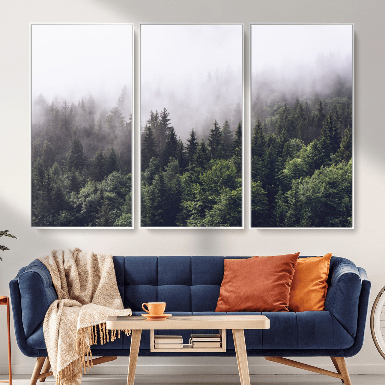 42578900-MGV-CV-36X24 - Misty Forest Wall Art | Foggy Forest Canvas Print | Large Nature-Inspired Misty Tree Landscape for