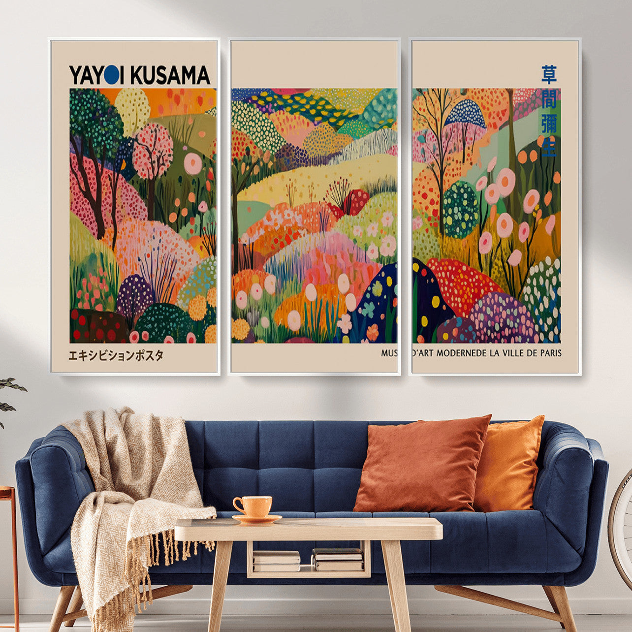 47970-MGV-CV-36X24 - Yayoi Kusama Japanese Art Canvas Print, Abstract Large Yayoi Kusama Framed Print, Japanese Wabi Print