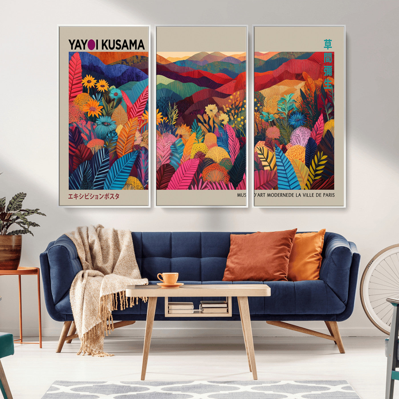 -Yayoi Kusama Wall Art Canvas Print, Abstract Art, Large Yayoi Kusama Framed Print, Japanese Wabi