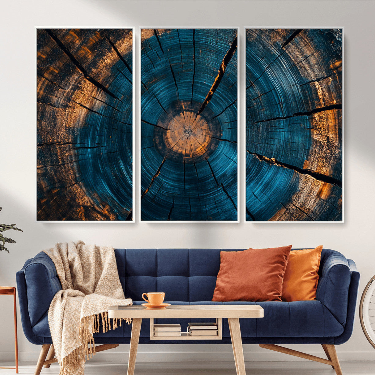 13398-MGV-CV-36X24-Abstract Tree Rings Wall Art Canvas Print Wood Grain Rings Artwork Nature Woodland Modern Wall Decor for Home, Office
