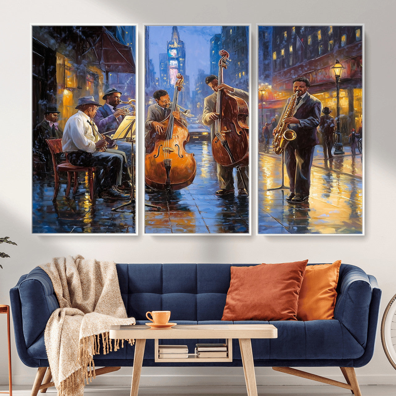 58694-MGV-FC-48X32-3P - Colorful Jazz Wall Art - African American Music Canvas Print - Framed Abstract Music Poster for Home